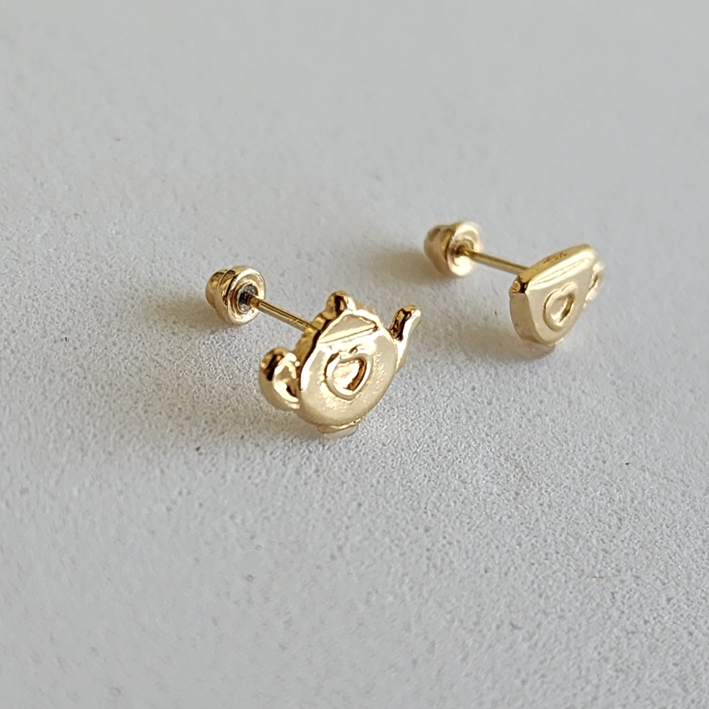 Aretes Tetera, Oro 10K Tipo Broquel