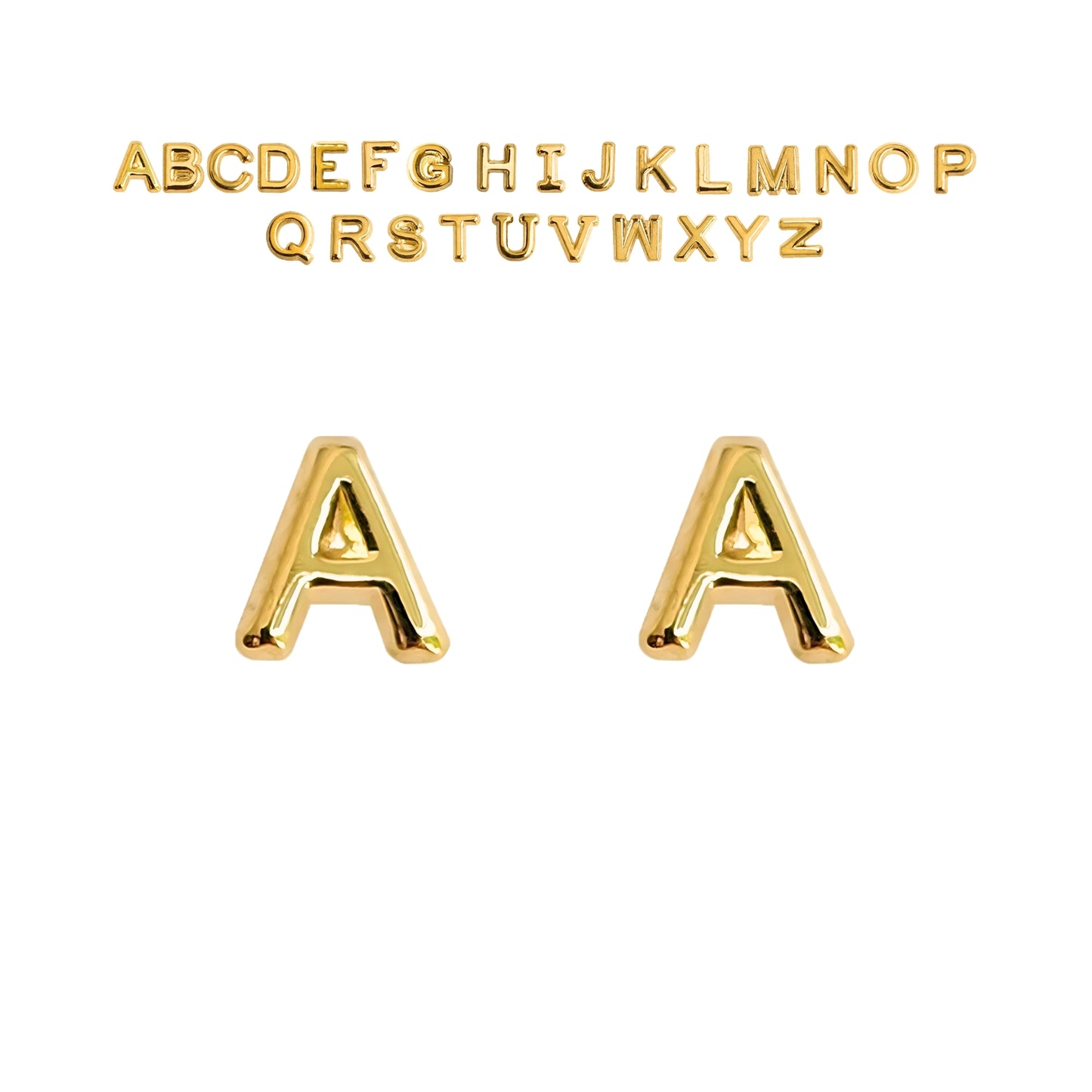 Arete Inicial Letra Lisa, Oro 10K