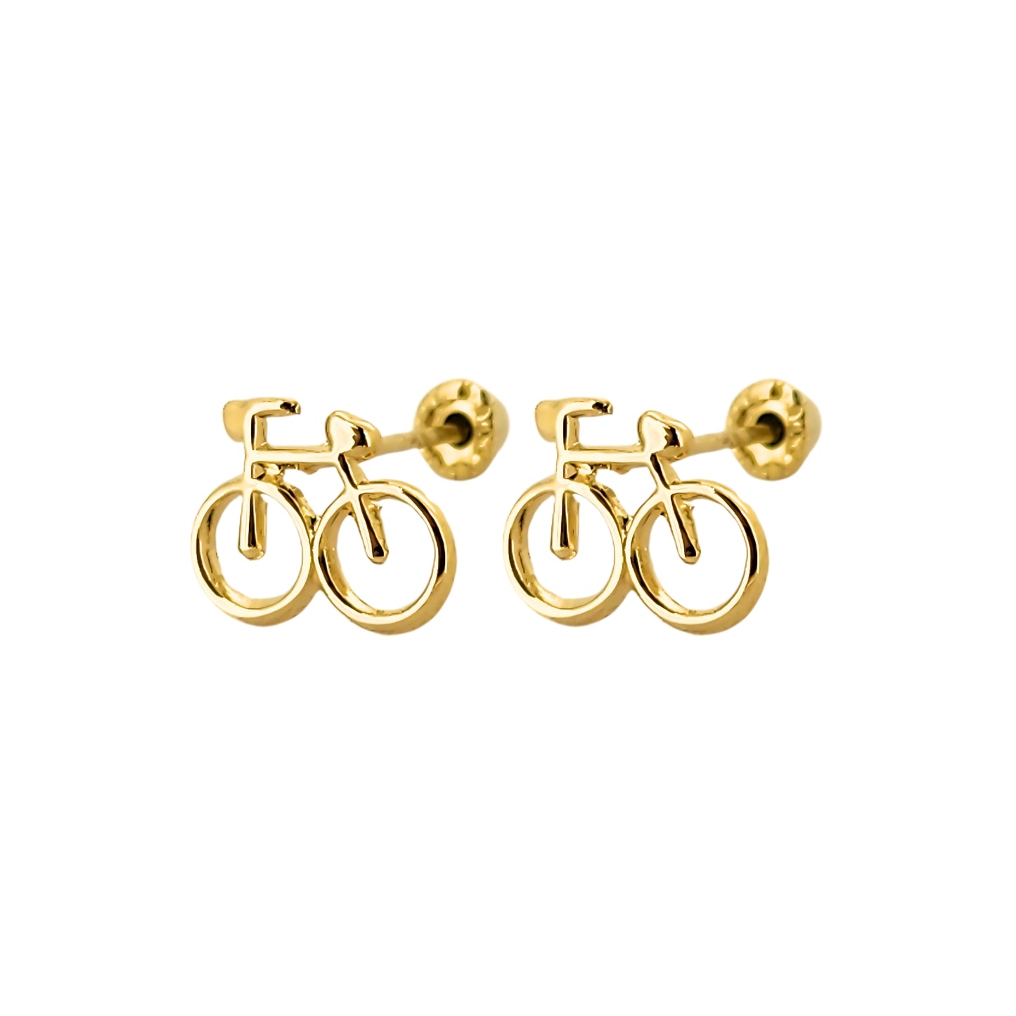 Aretes Bibicleta Oro 10k, Tipo Broquel