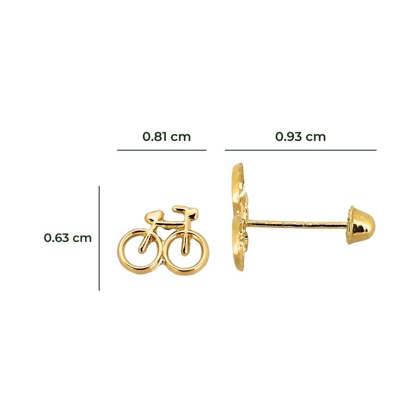 Aretes Bibicleta Oro 10k, Tipo Broquel