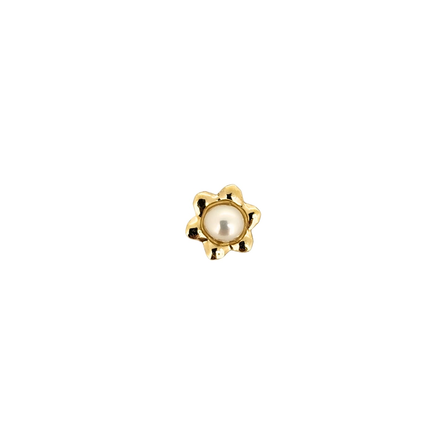 Aretes Flor con Perla Oro 10K, Tipo Broquel