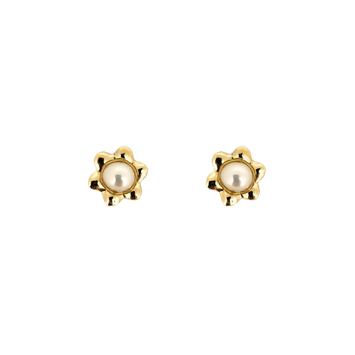Aretes Flor con Perla Oro 10K, Tipo Broquel