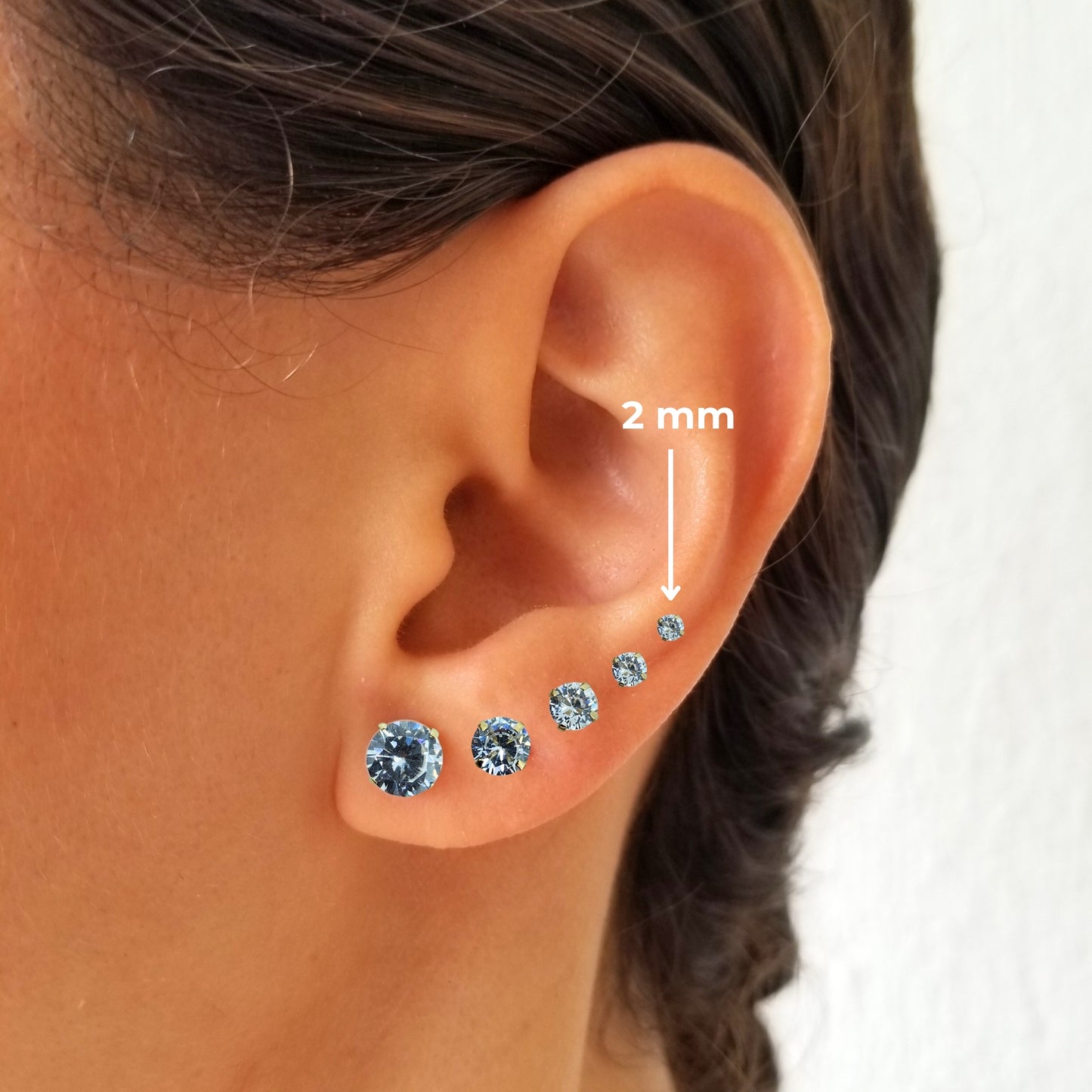 Aretes Zirconia de 2 mm, Tipo Broquel, Color a Elegir