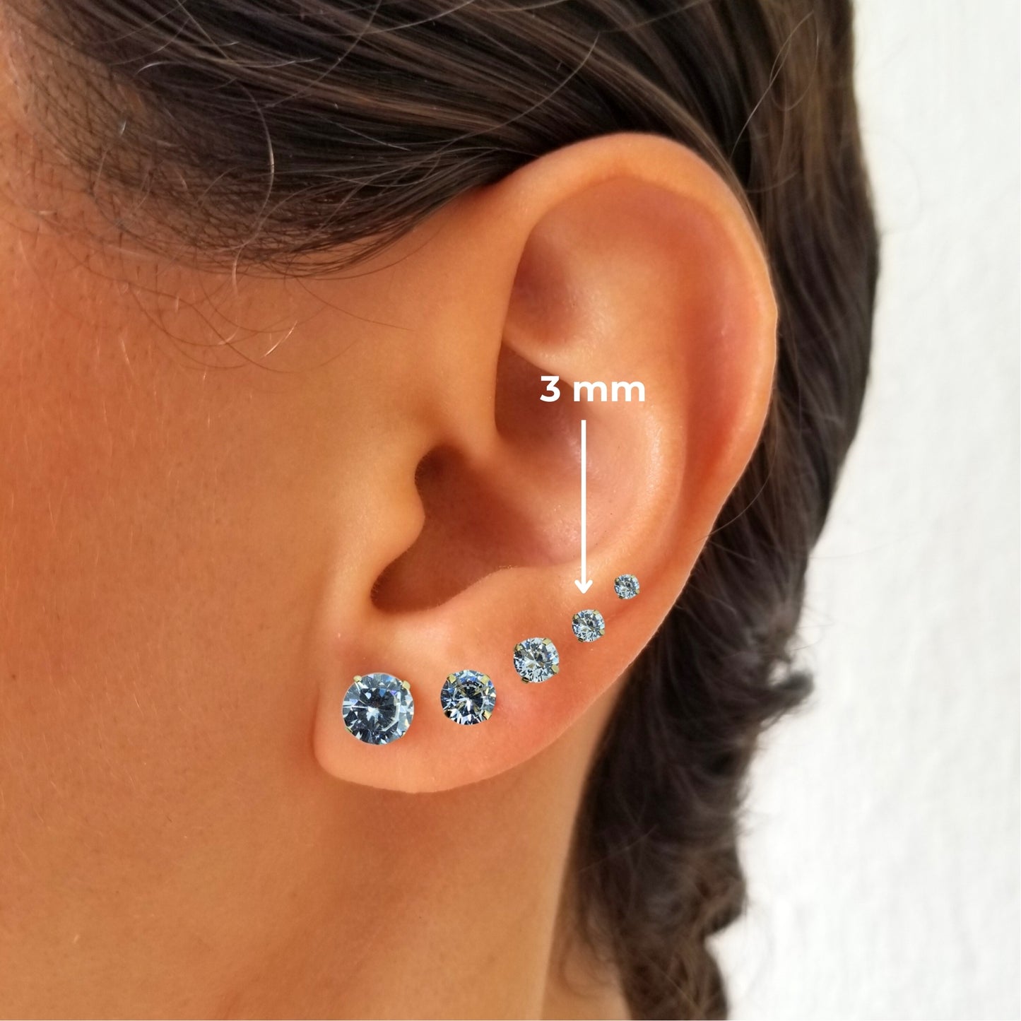 Aretes Zirconia de 3 mm, Tipo Broquel, Color a Elegir