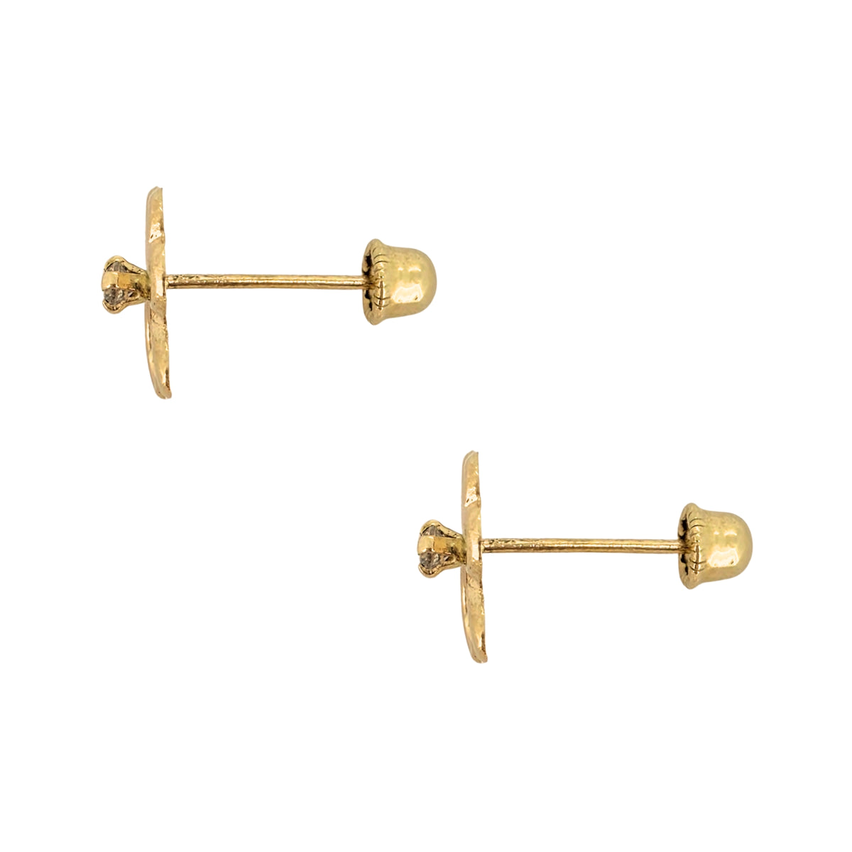 Aretes Oro 10K Broquel Trébol Montadura