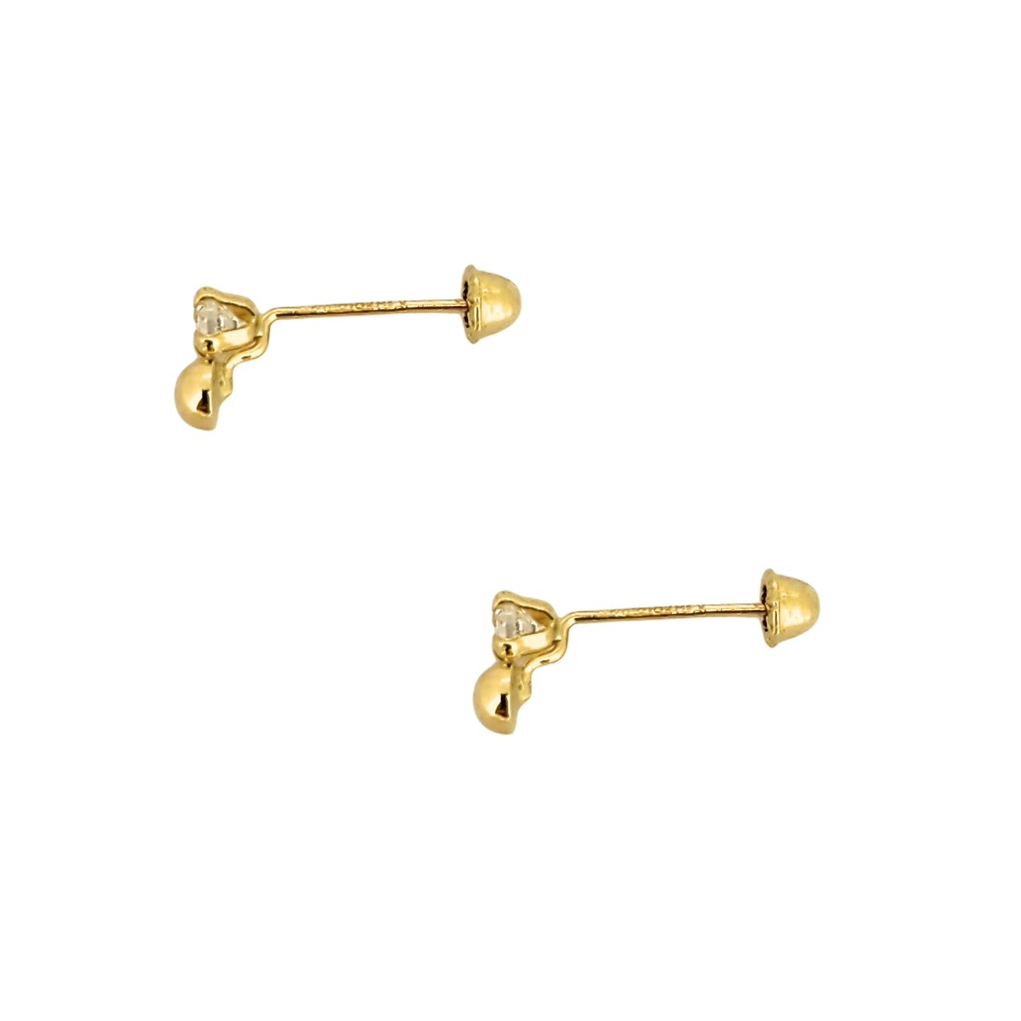 Aretes Zirconia y Bolita 4 o 2.5 mm a elegir Oro 10k, Tipo Broquel