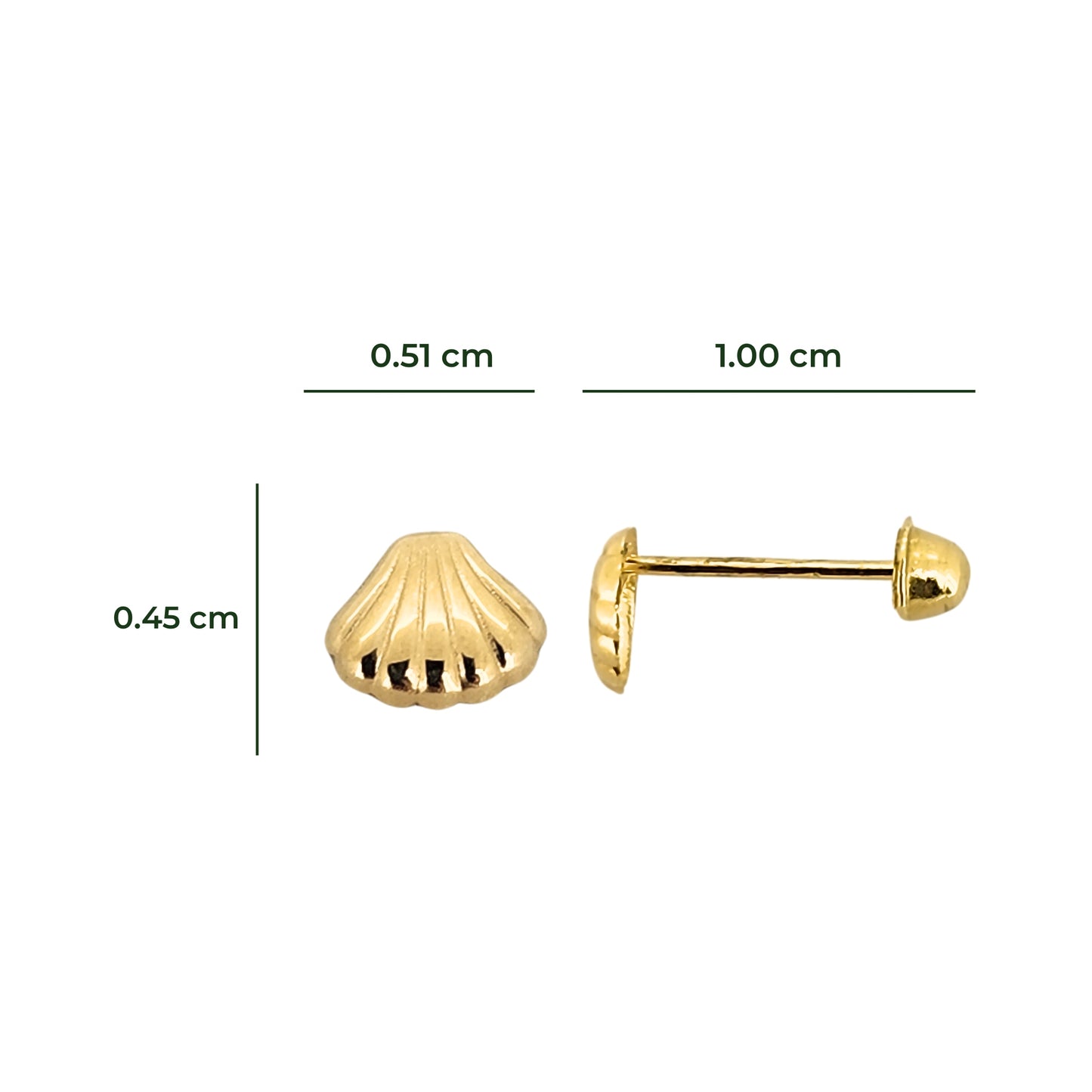 Aretes Conchita Oro 10k, Tipo Broquel