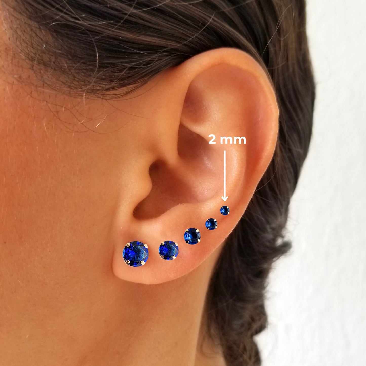 Aretes Zirconia de 2 mm, Tipo Broquel, Color a Elegir
