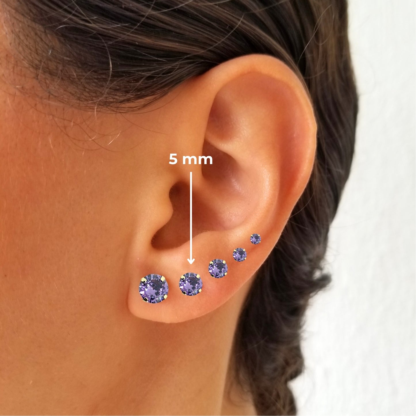 Aretes Zirconia de 5 mm, Tipo Broquel, Color a Elegir
