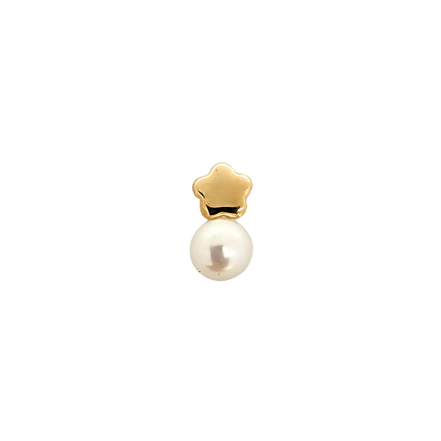 Aretes Flor Botón y Perla Oro 10K Tipo Broquel