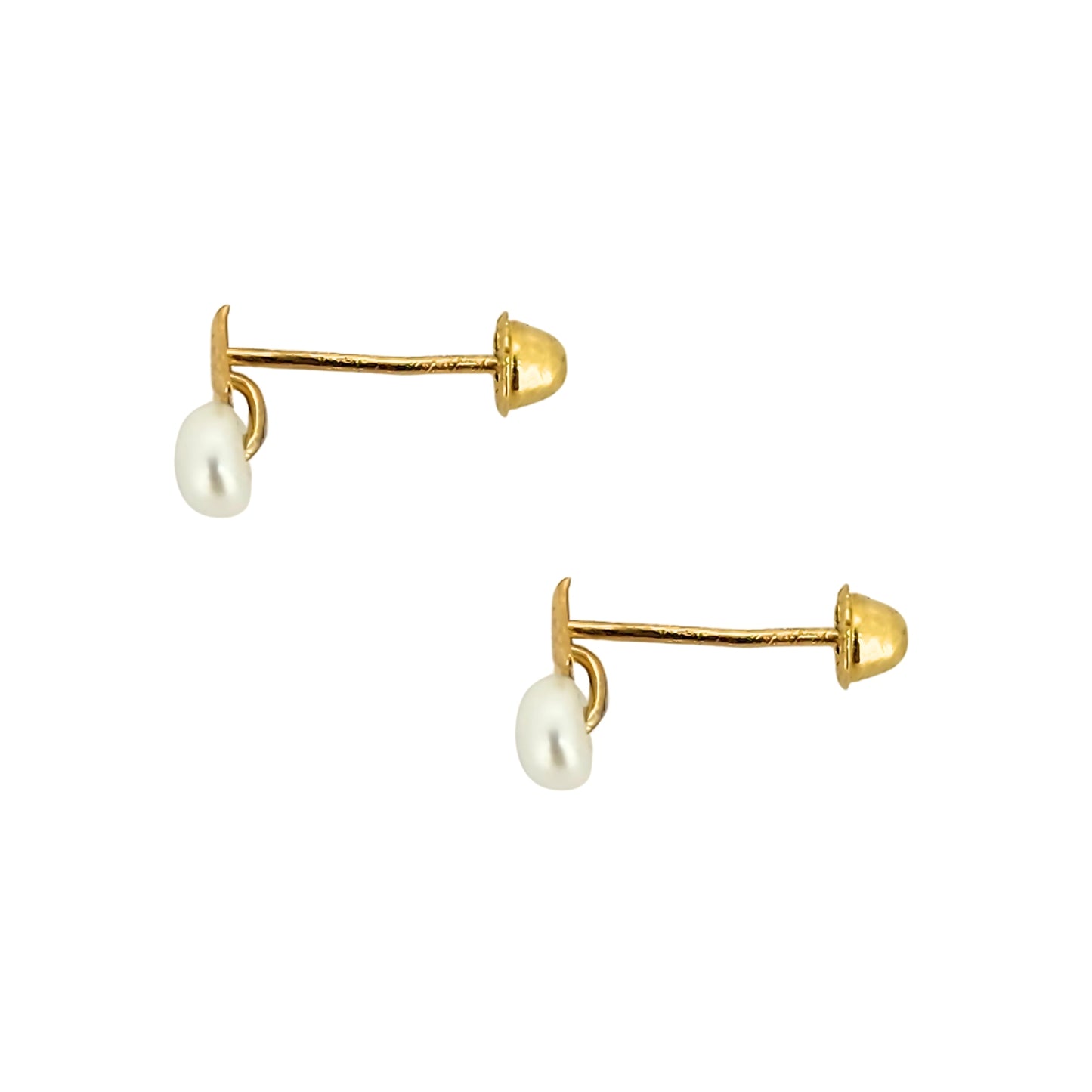 Aretes Flor Botón y Perla Oro 10K Tipo Broquel