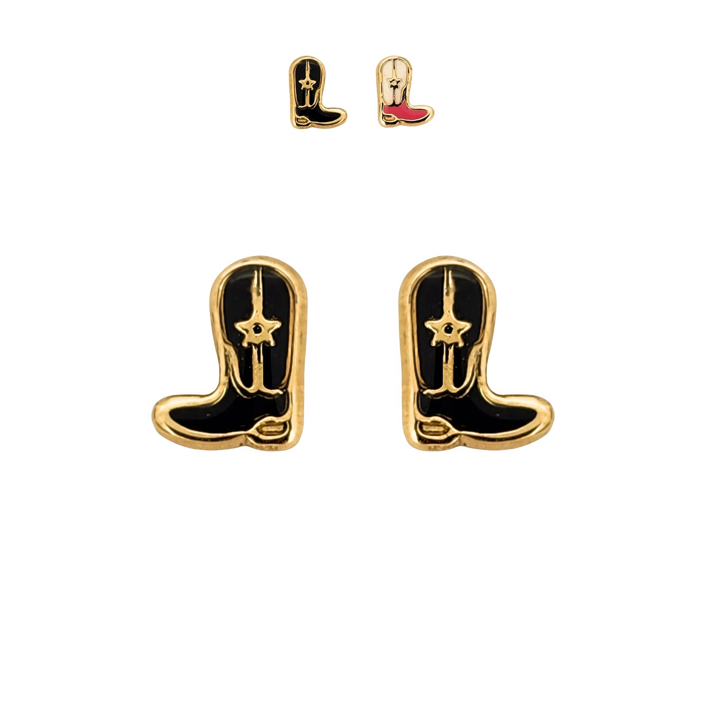 Aretes Bota Esmaltada Oro 10k, Tipo Broquel