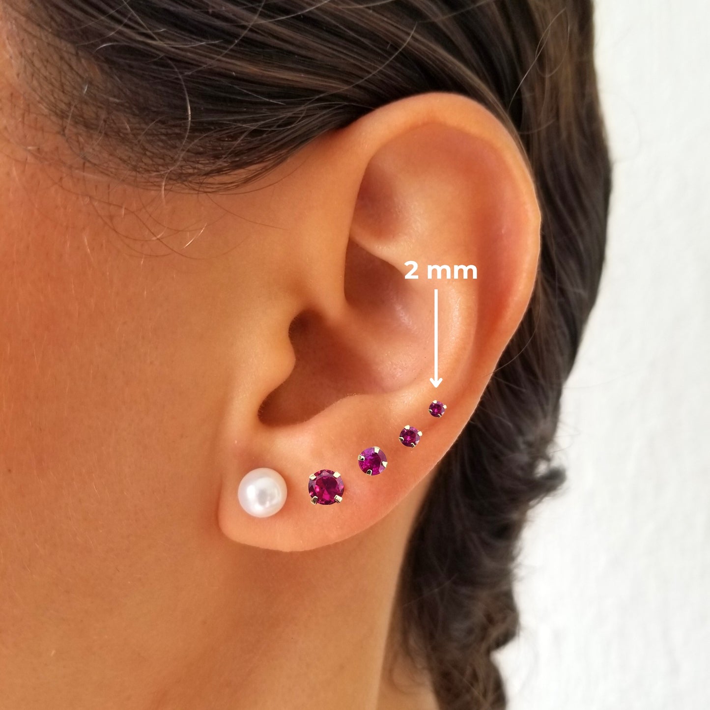 Aretes Zirconia de 2 mm, Tipo Broquel, Color a Elegir