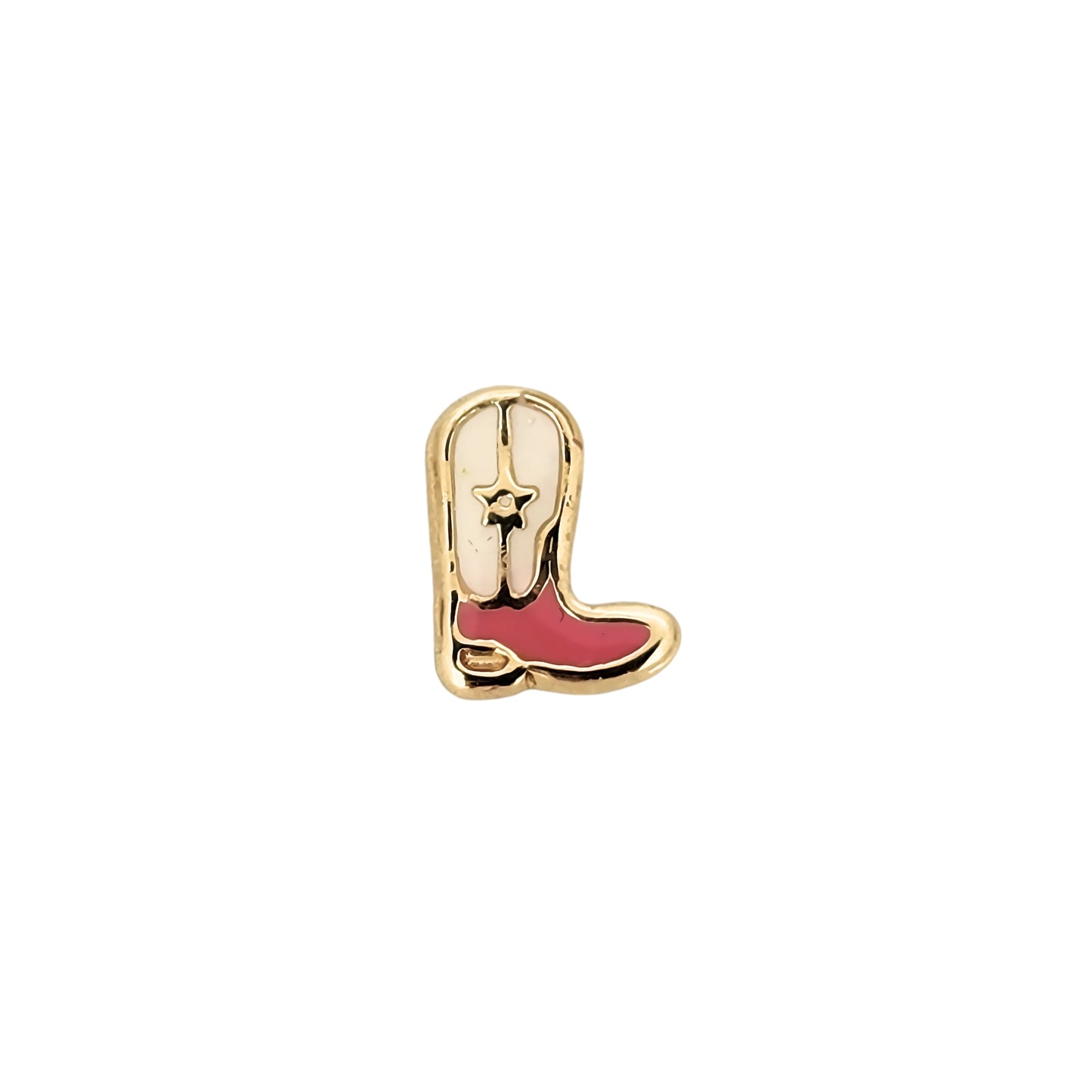 Aretes Bota Esmaltada Oro 10k, Tipo Broquel