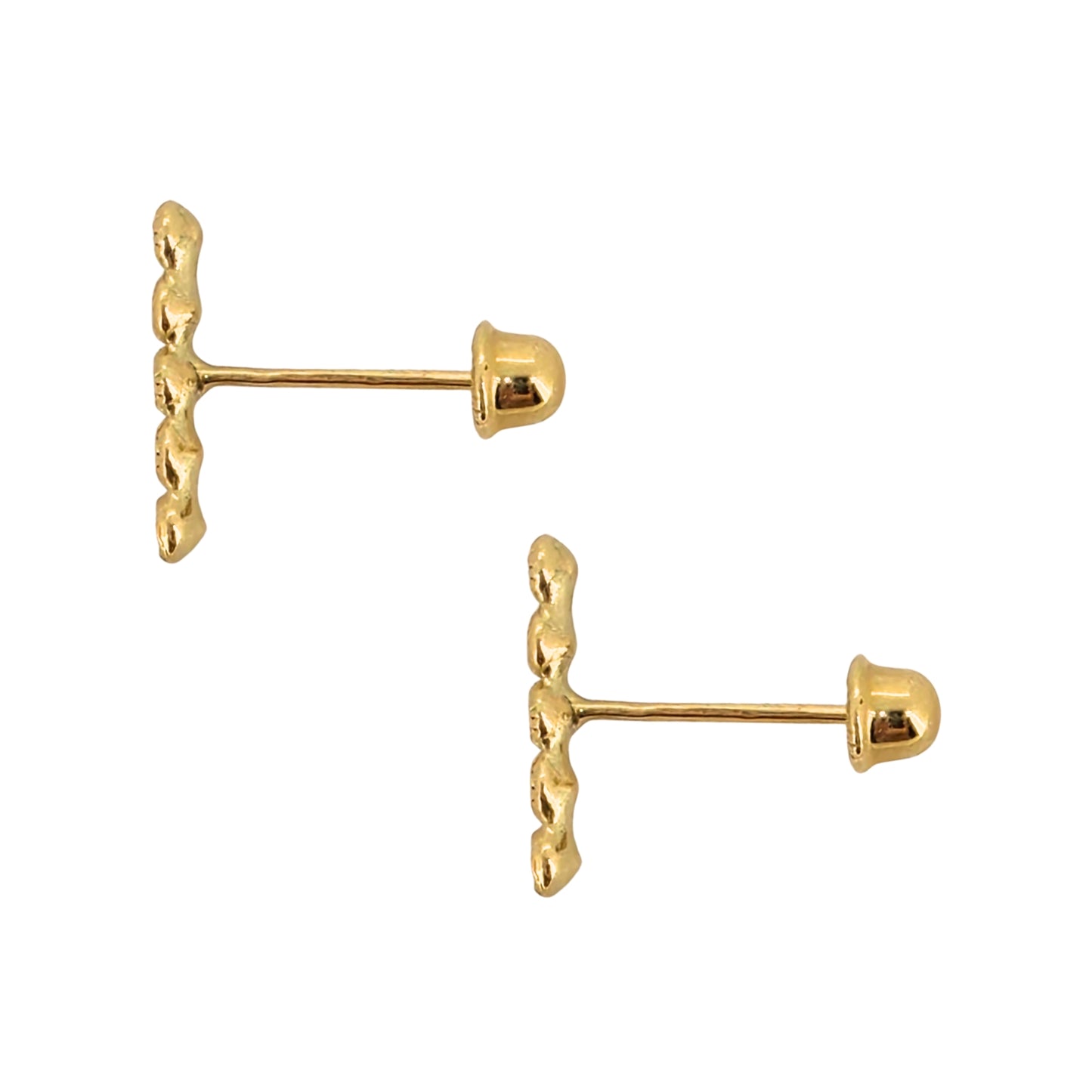 Aretes Oro 10K Broquel Barra 5p Bisel Color a Elegir