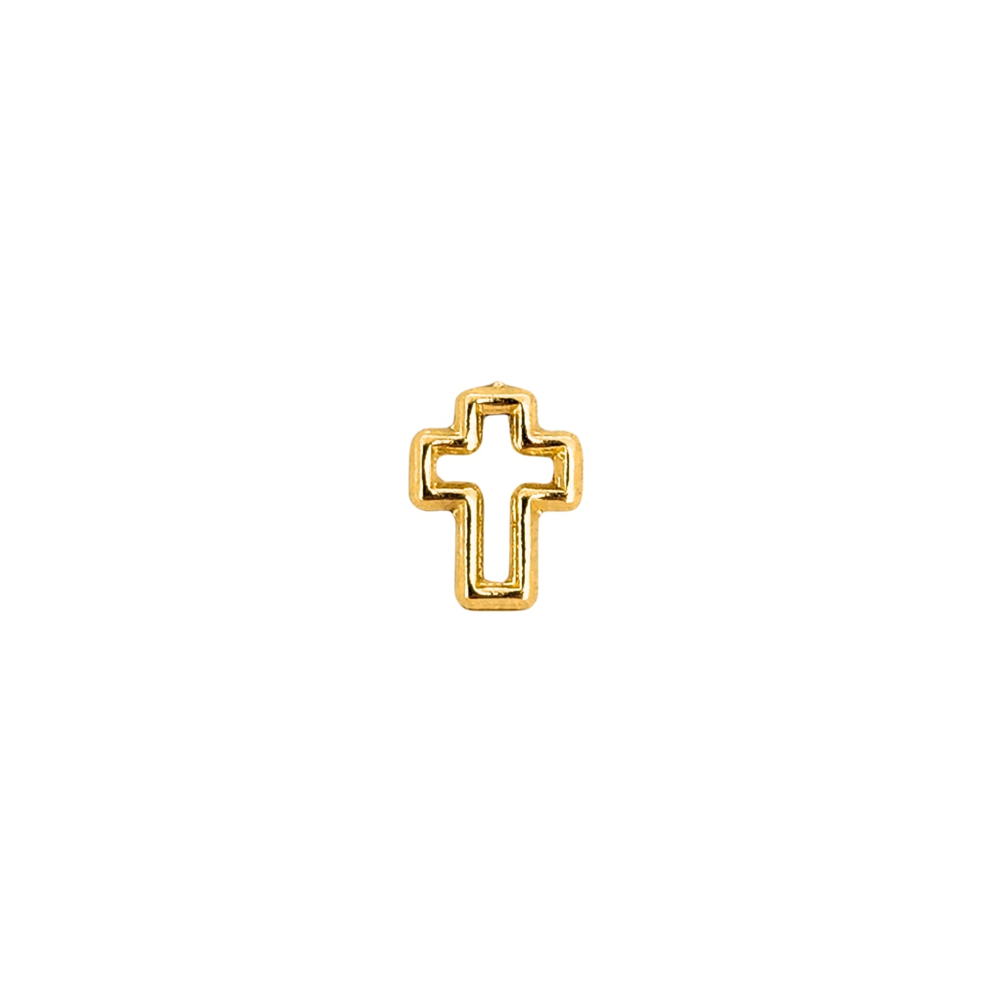Aretes Cruz Silueta, Oro 10K Tipo Broquel