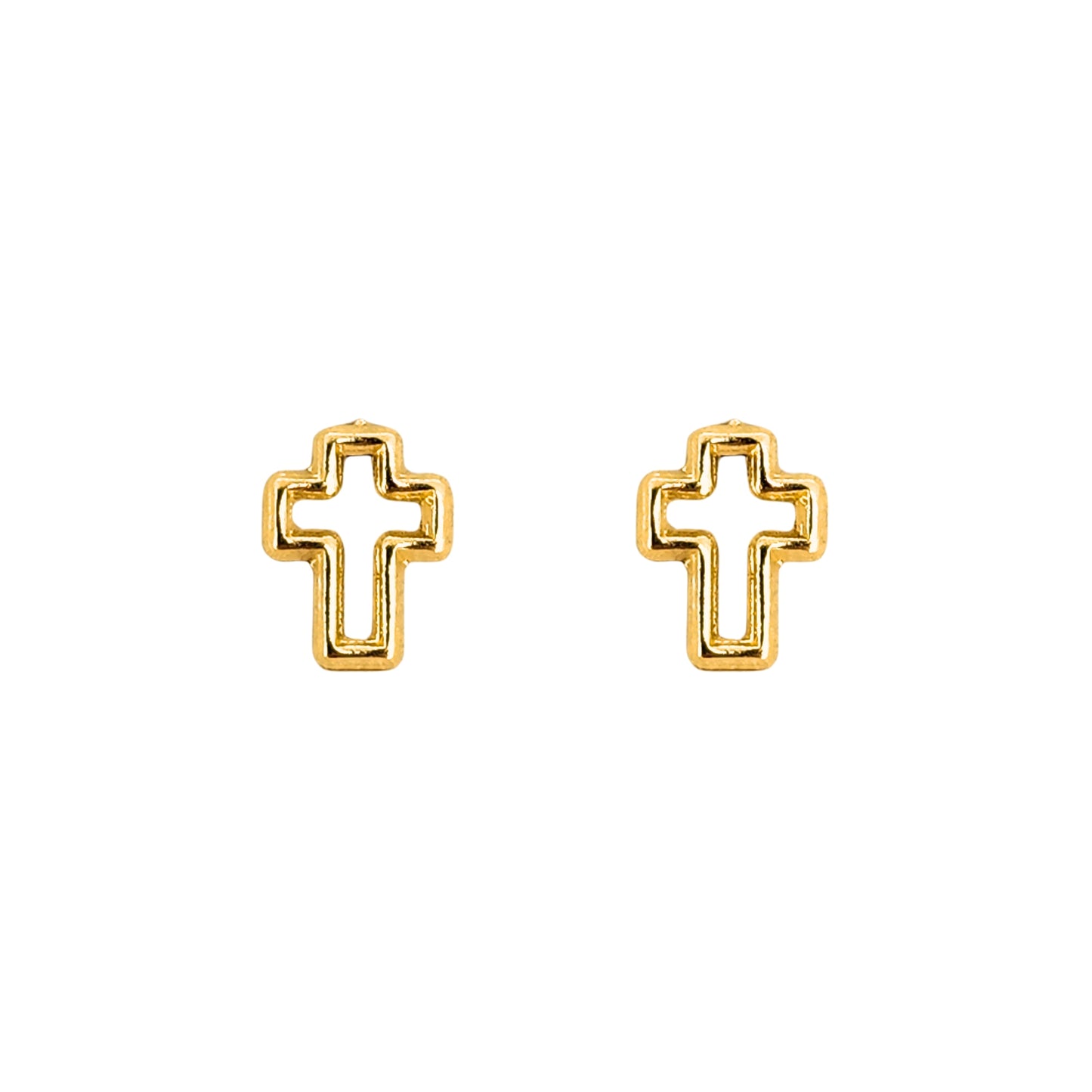 Aretes Cruz Silueta, Oro 10K Tipo Broquel