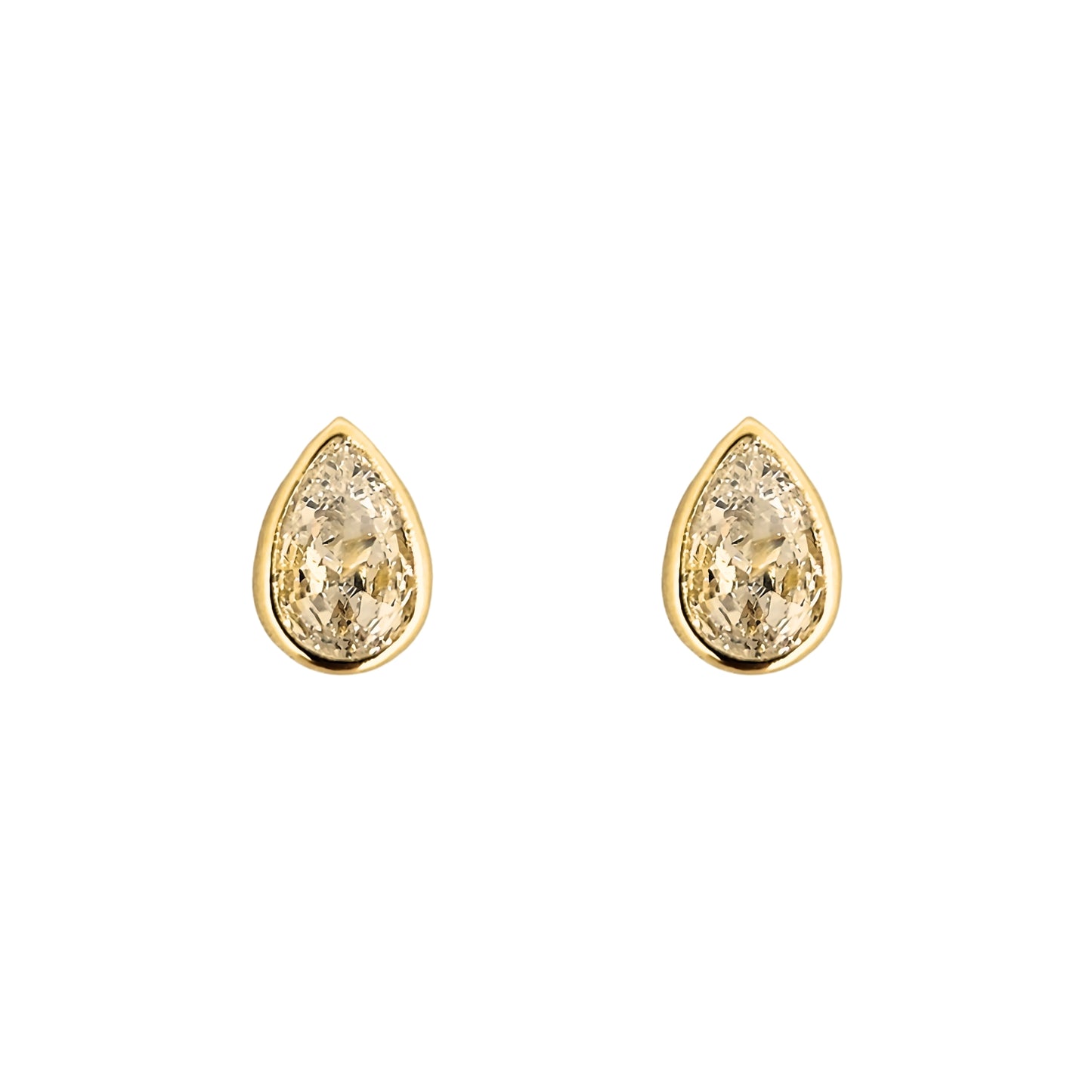 Aretes Bisel Gota Zirconia #6x4 o #5x3 Oro 10k, Tipo Broquel
