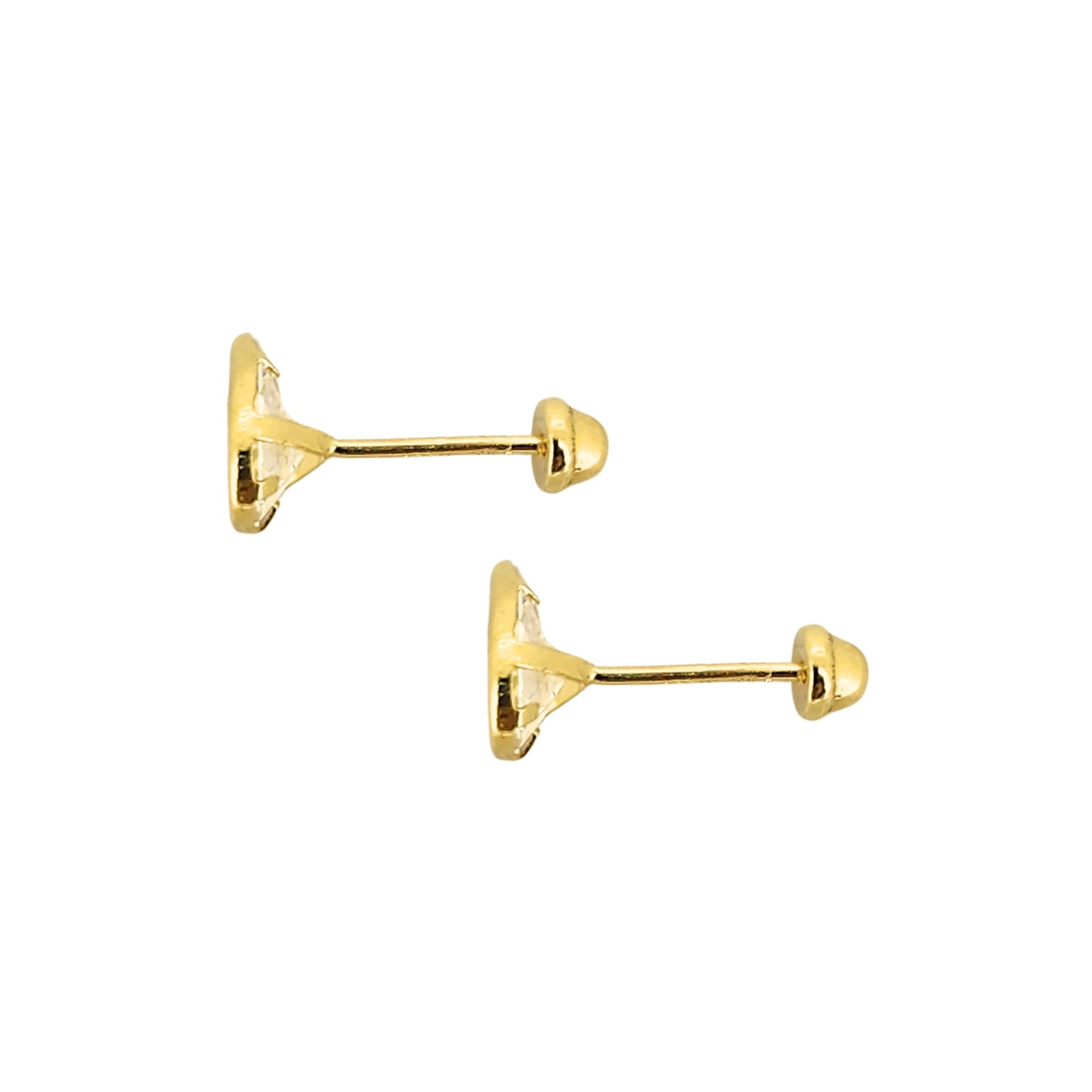 Aretes Bisel Gota Zirconia #6x4 o #5x3 Oro 10k, Tipo Broquel