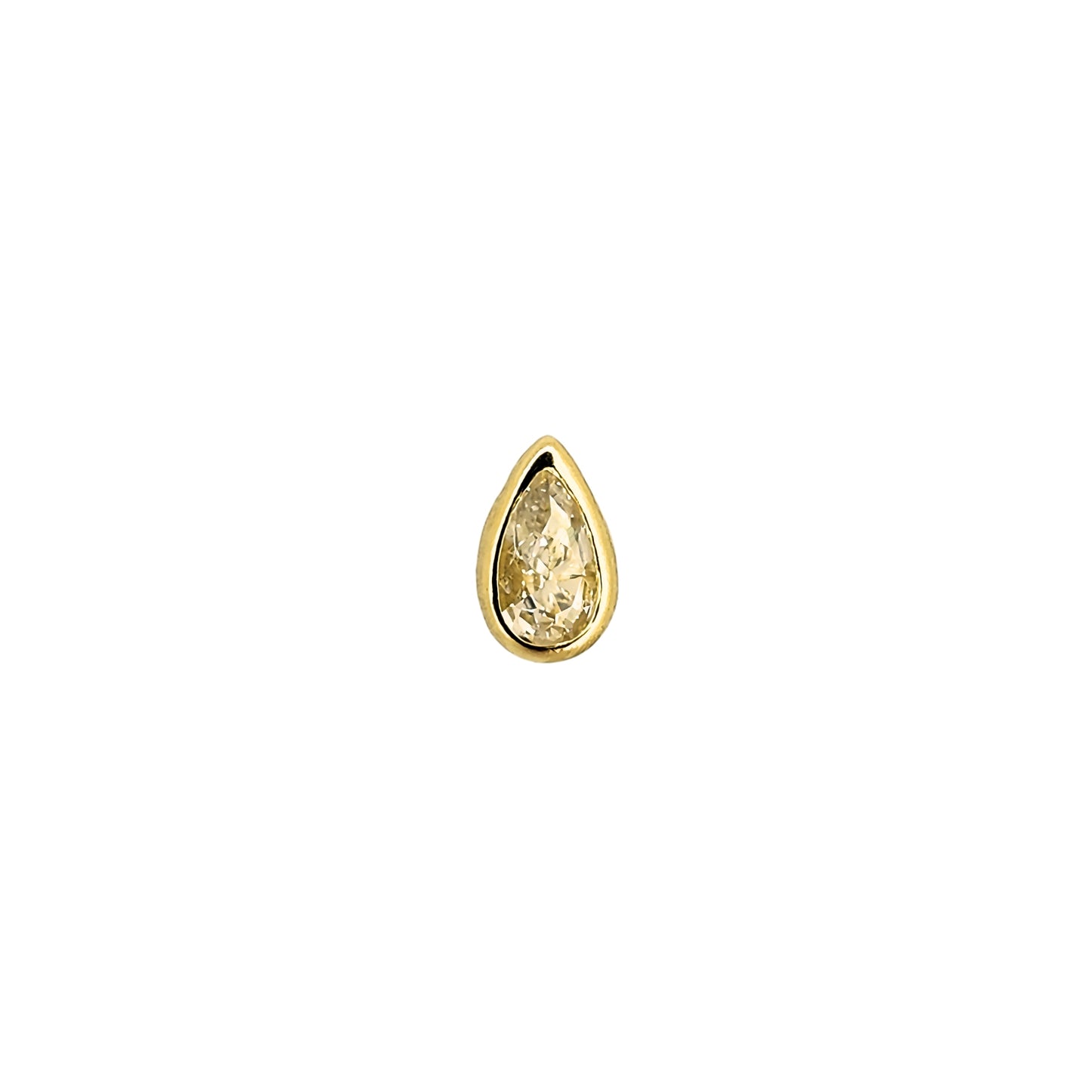 Aretes Bisel Gota Zirconia #6x4 o #5x3 Oro 10k, Tipo Broquel