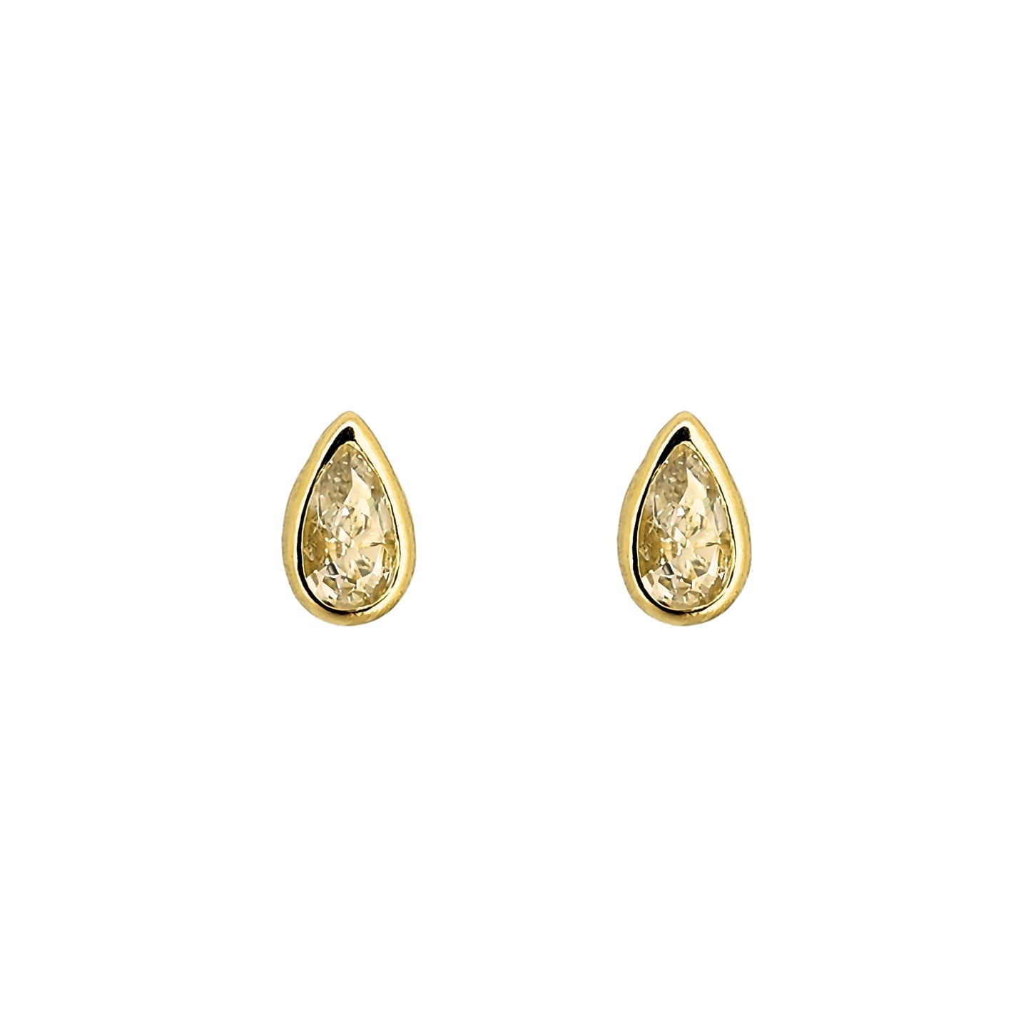 Aretes Bisel Gota Zirconia #6x4 o #5x3 Oro 10k, Tipo Broquel