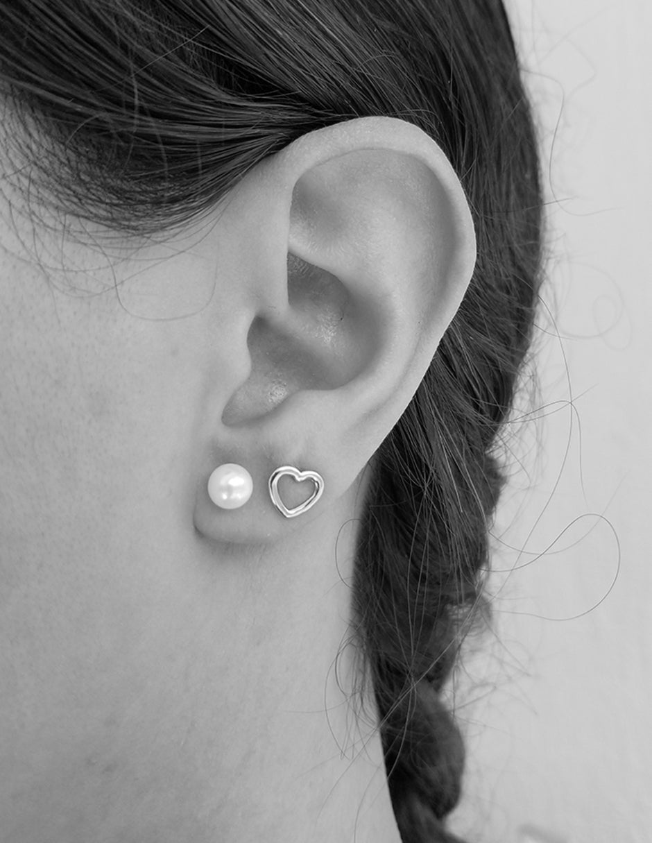 Aretes Corazón Silueta Gde Oro 10k, Tipo Broquel