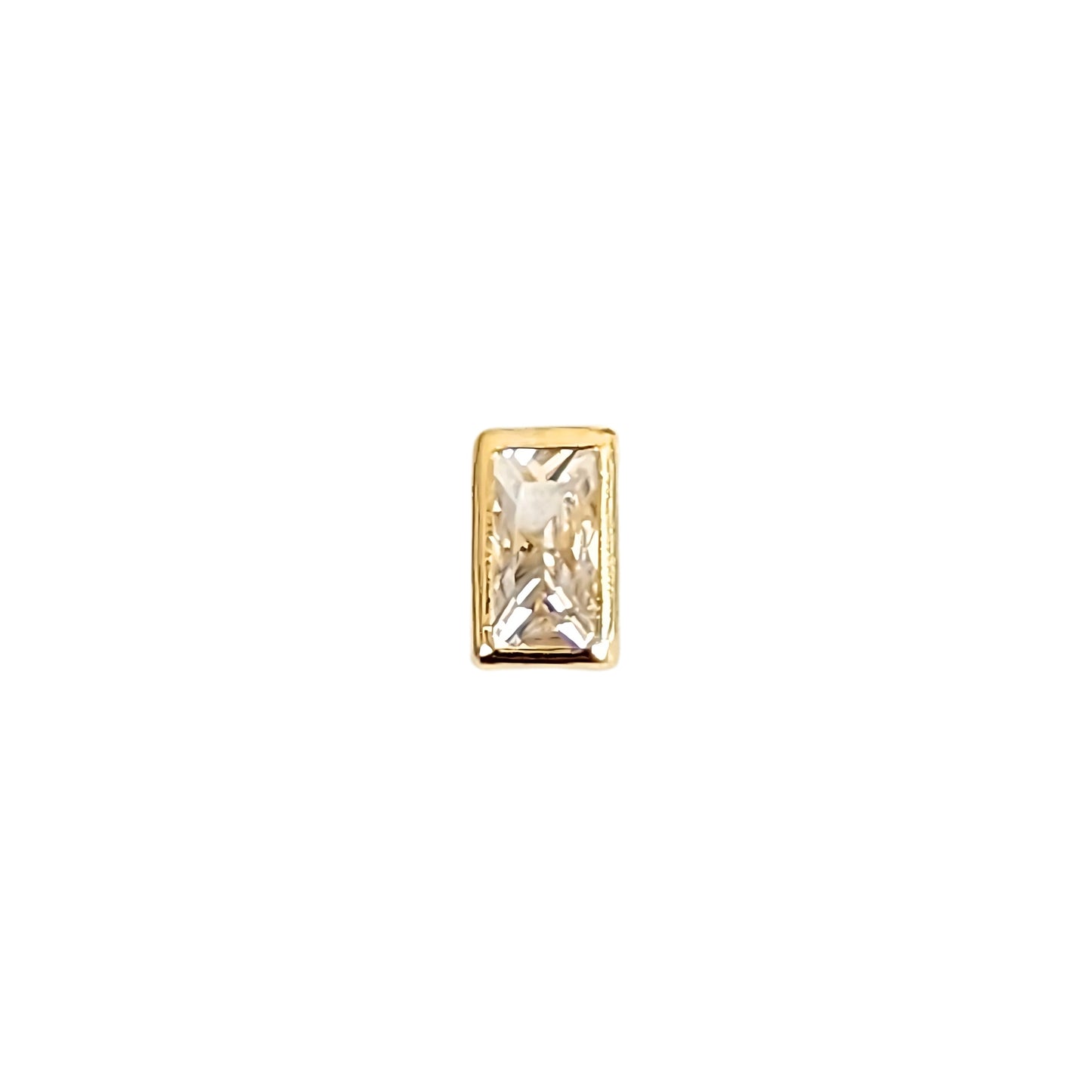 Aretes Bisel Octa Zirconia #3x5 o #4x6 Oro 10k, Tipo Broquel
