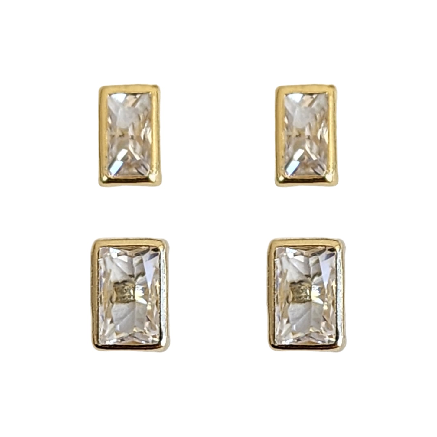 Aretes Bisel Octa Zirconia #3x5 o #4x6 Oro 10k, Tipo Broquel