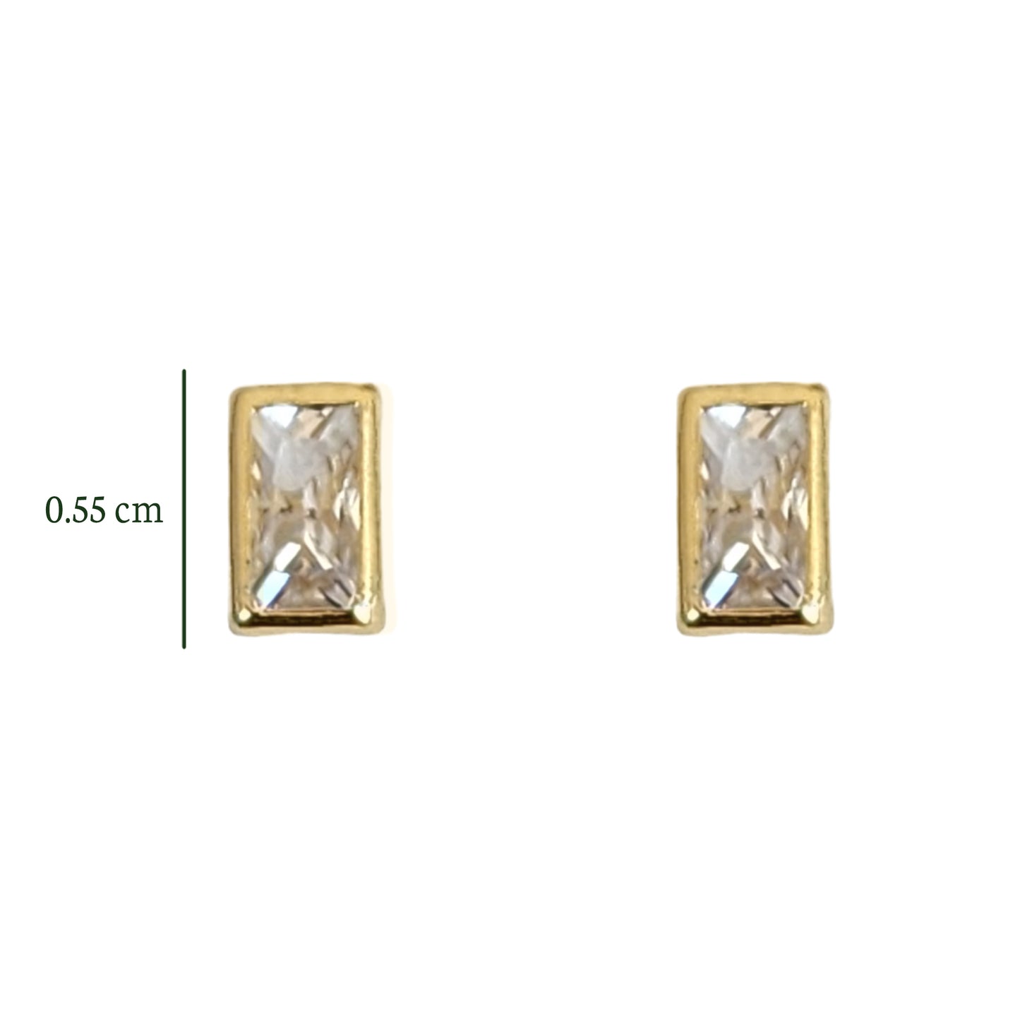Aretes Bisel Octa Zirconia #3x5 o #4x6 Oro 10k, Tipo Broquel