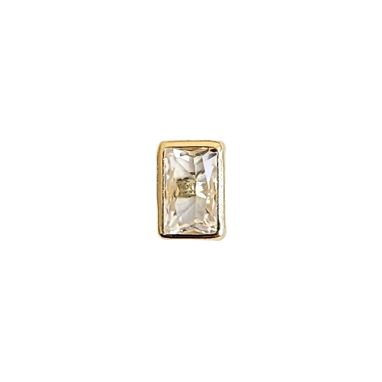 Aretes Bisel Octa Zirconia #3x5 o #4x6 Oro 10k, Tipo Broquel
