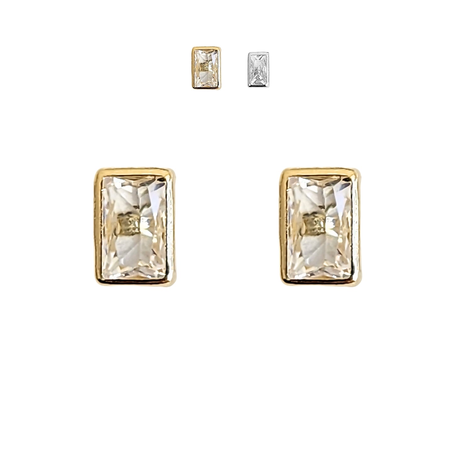 Aretes Bisel Octa Zirconia #3x5 o #4x6 Oro 10k, Tipo Broquel