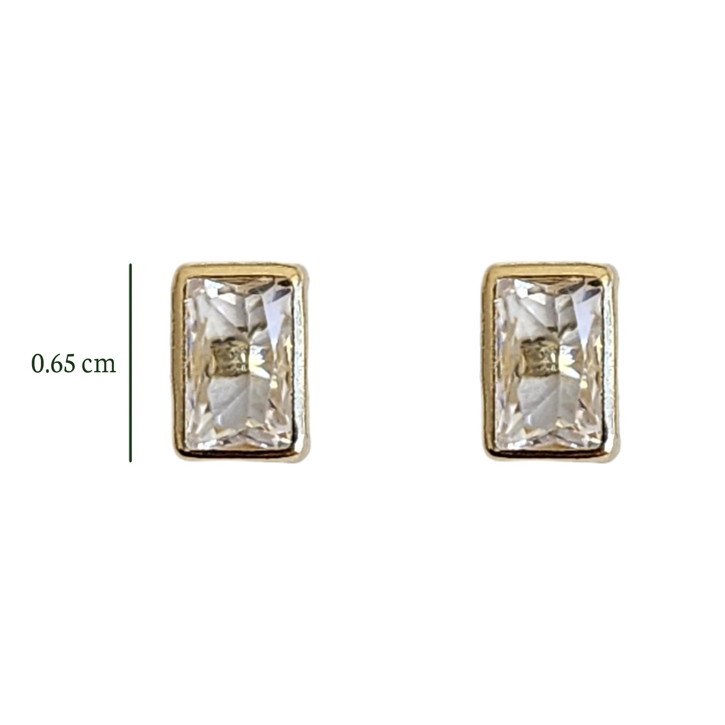 Aretes Bisel Octa Zirconia #3x5 o #4x6 Oro 10k, Tipo Broquel