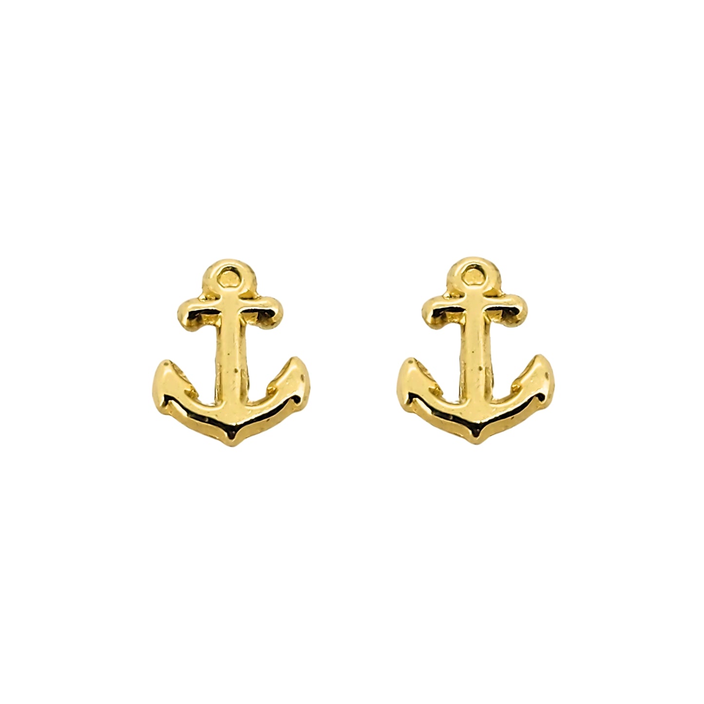 Aretes Ancla Lisa Oro 10k, Tipo Broquel