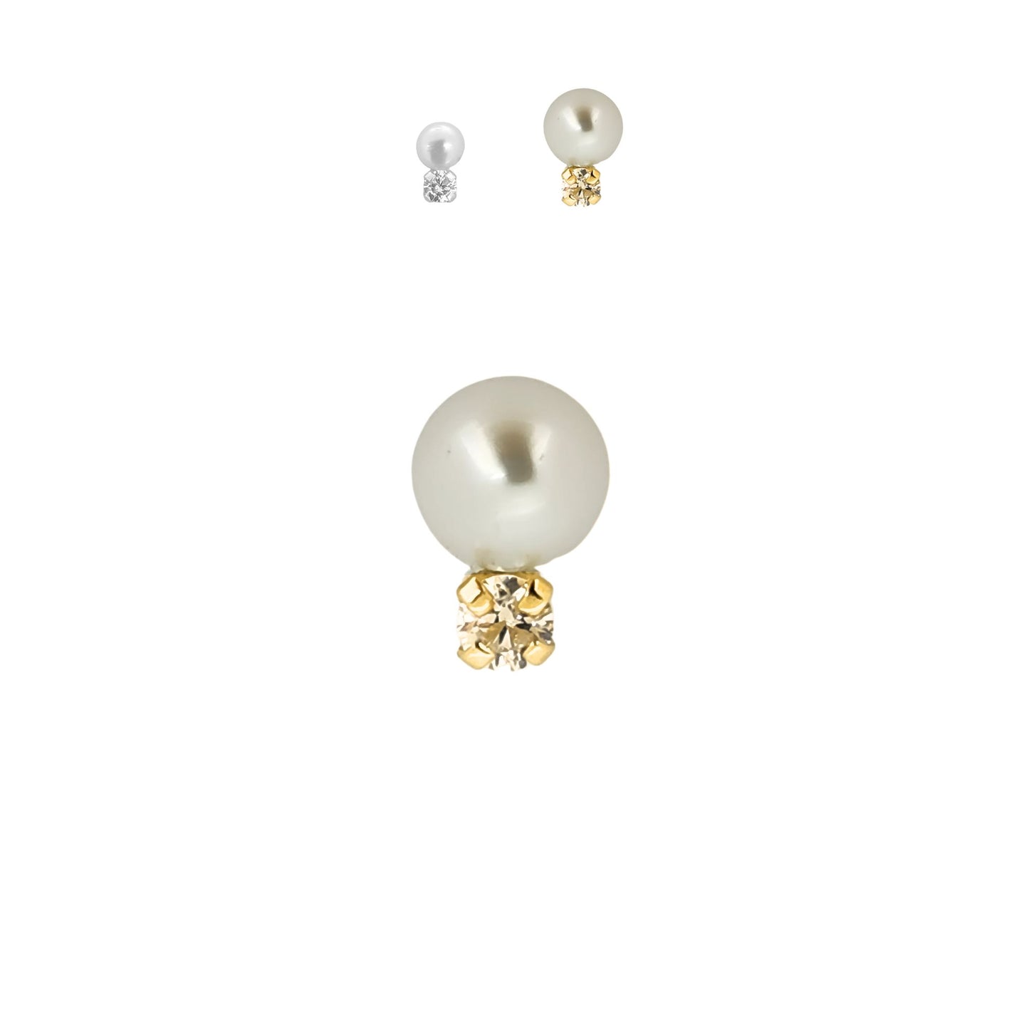Aretes Zirconia y Perla 5 o 2.5 mm a elegir Oro 10k, Tipo Broquel