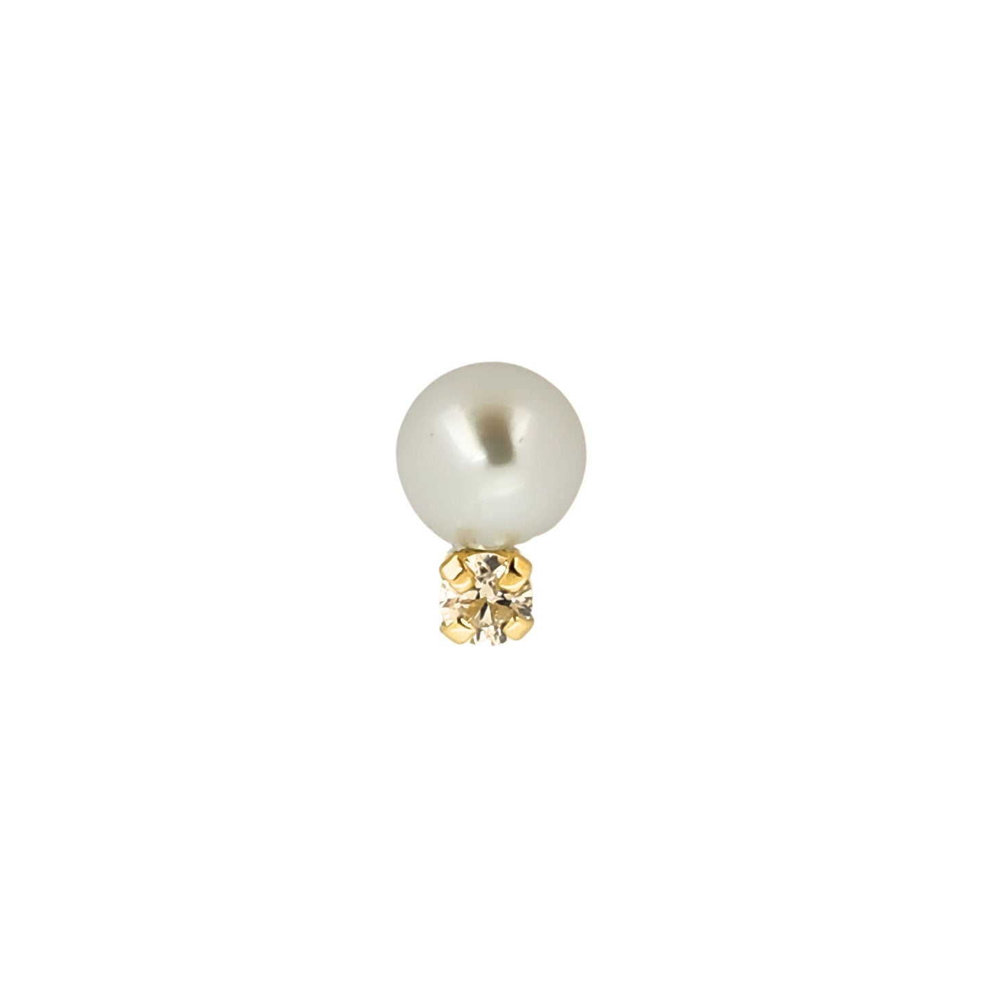 Aretes Perla 5 Mm Y Zirconia Oro 10k, Tipo Broquel
