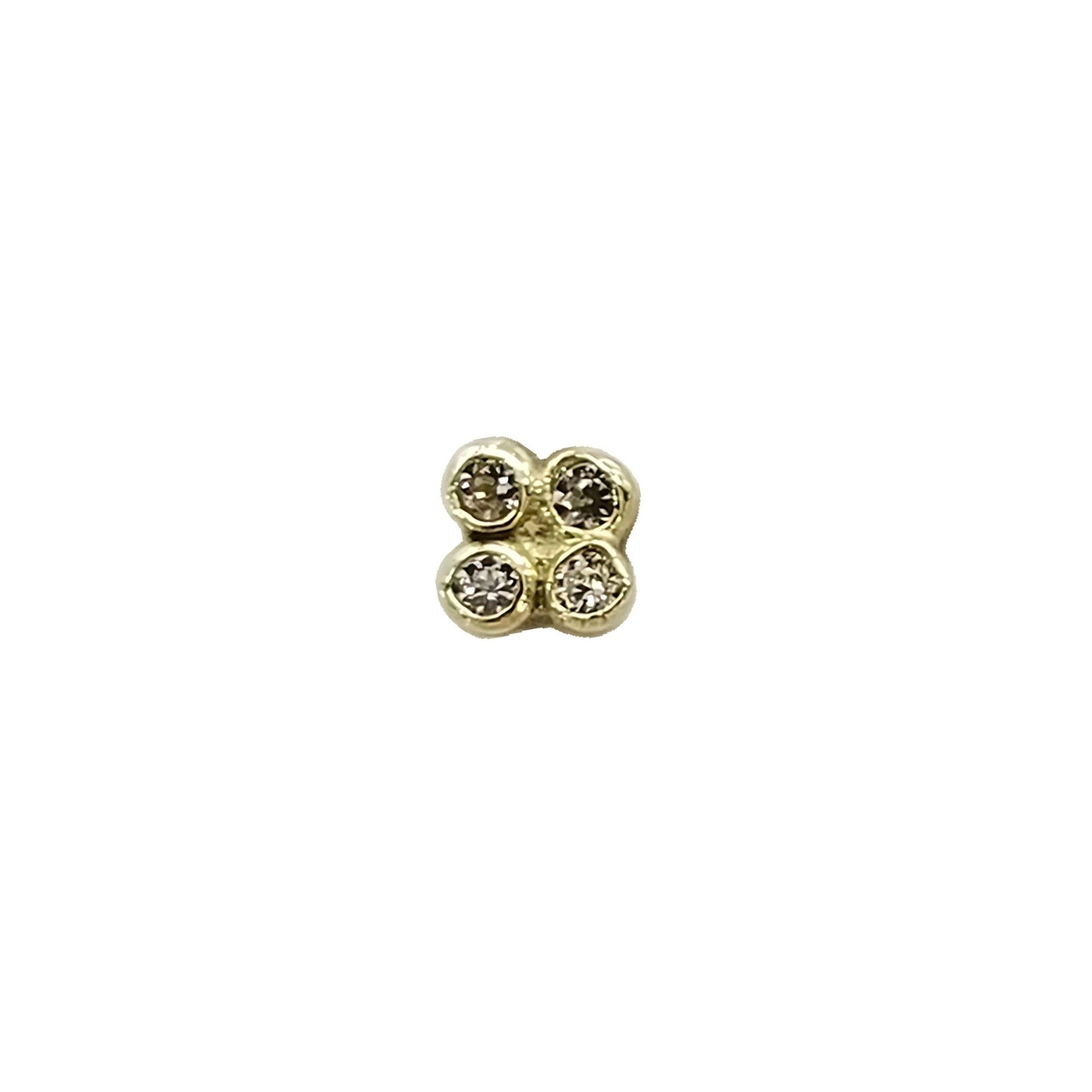 Aretes Cuadro de Zirconias Bisel Oro 10k, Tipo Broquel