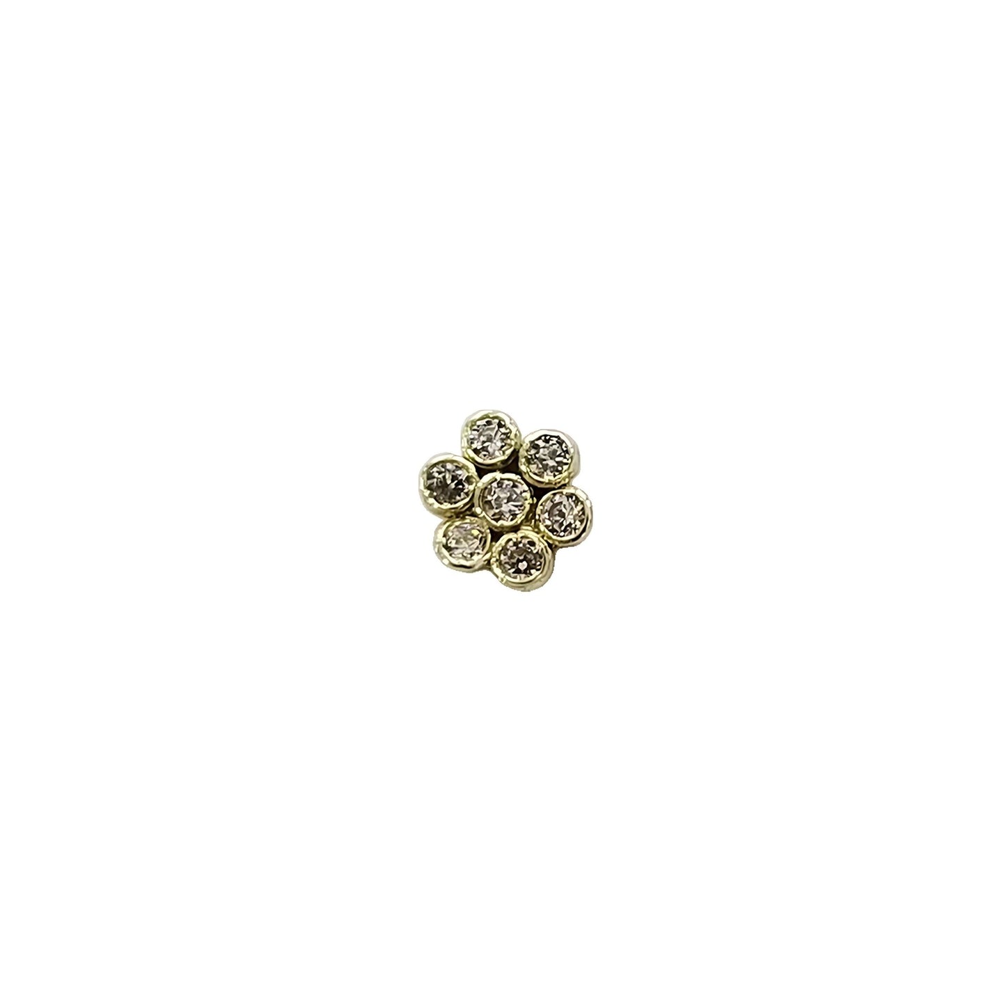 Aretes Flor de Zirconias Bisel Oro 10k, Tipo broquel