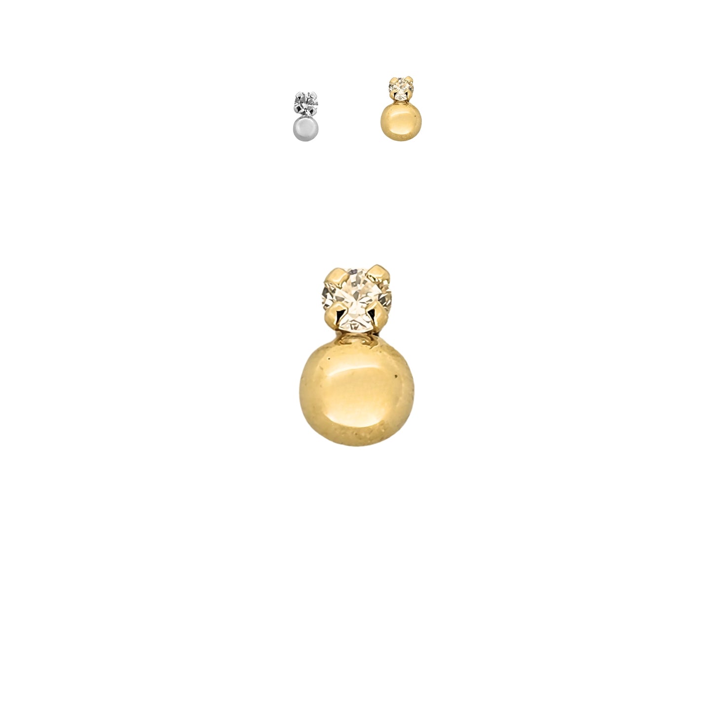Aretes Zirconia y Bolita 4 o 2.5 mm a elegir Oro 10k, Tipo Broquel