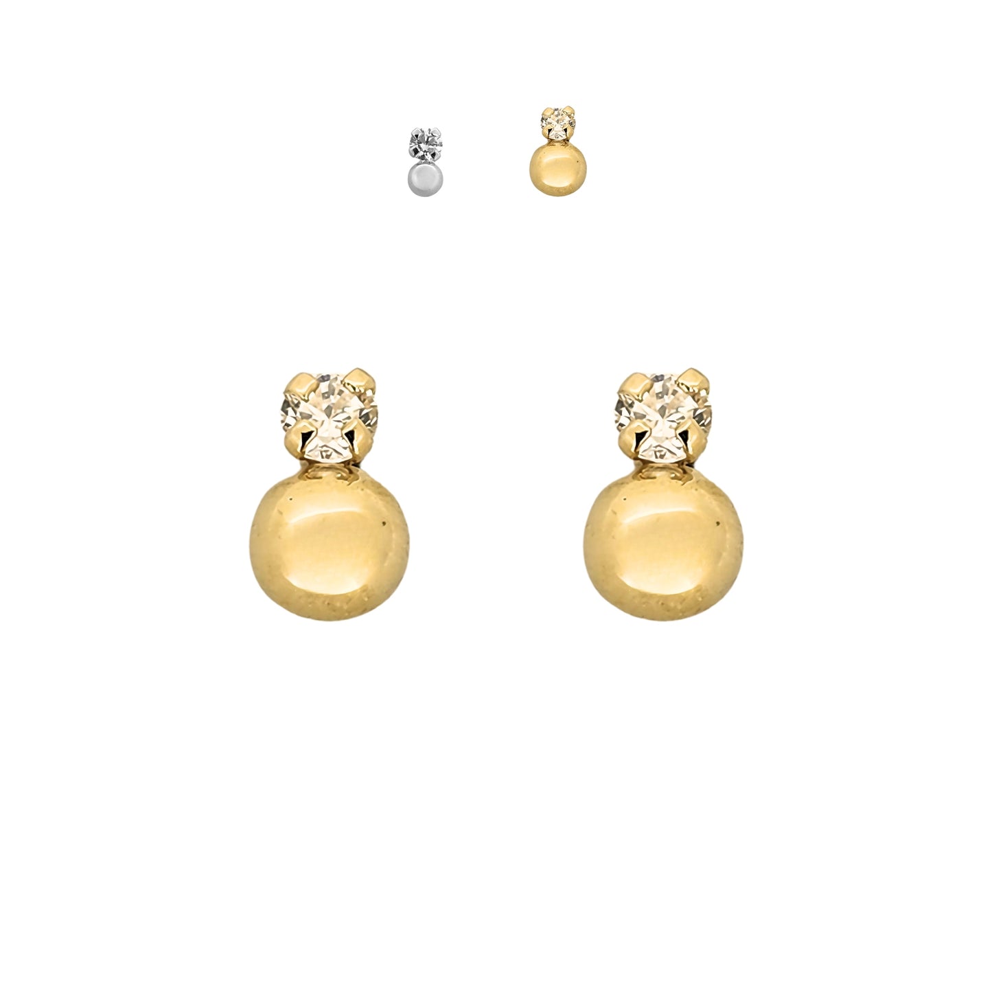 Aretes Zirconia y Bolita 4 o 2.5 mm a elegir Oro 10k, Tipo Broquel