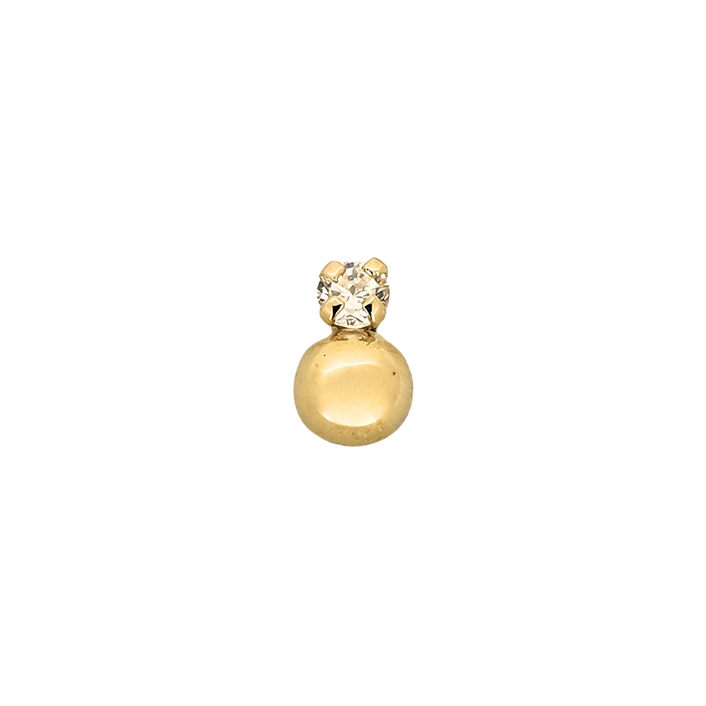 Aretes Zirconia Y Bolita De Oro 4 Mm Oro 10k, Tipo Broquel