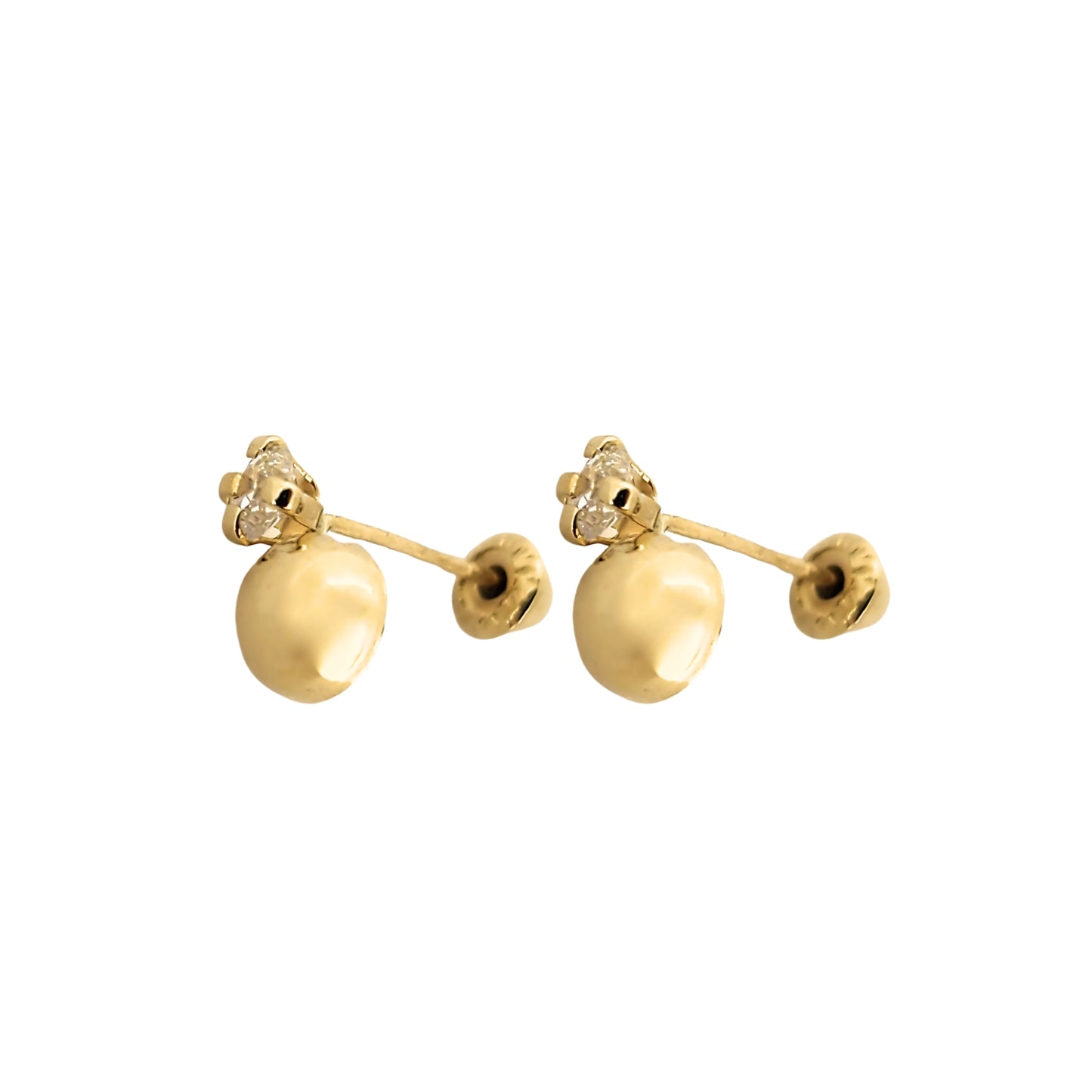 Aretes Zirconia Y Bolita De Oro 4 Mm Oro 10k, Tipo Broquel