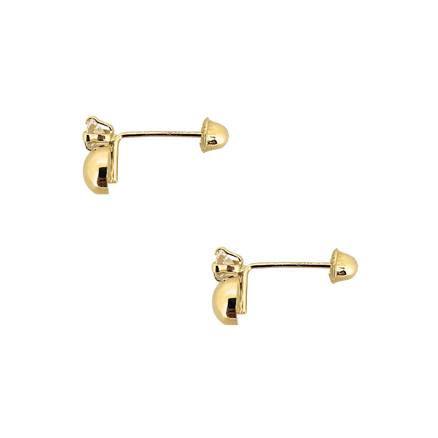 Aretes Zirconia y Bolita 4 o 2.5 mm a elegir Oro 10k, Tipo Broquel