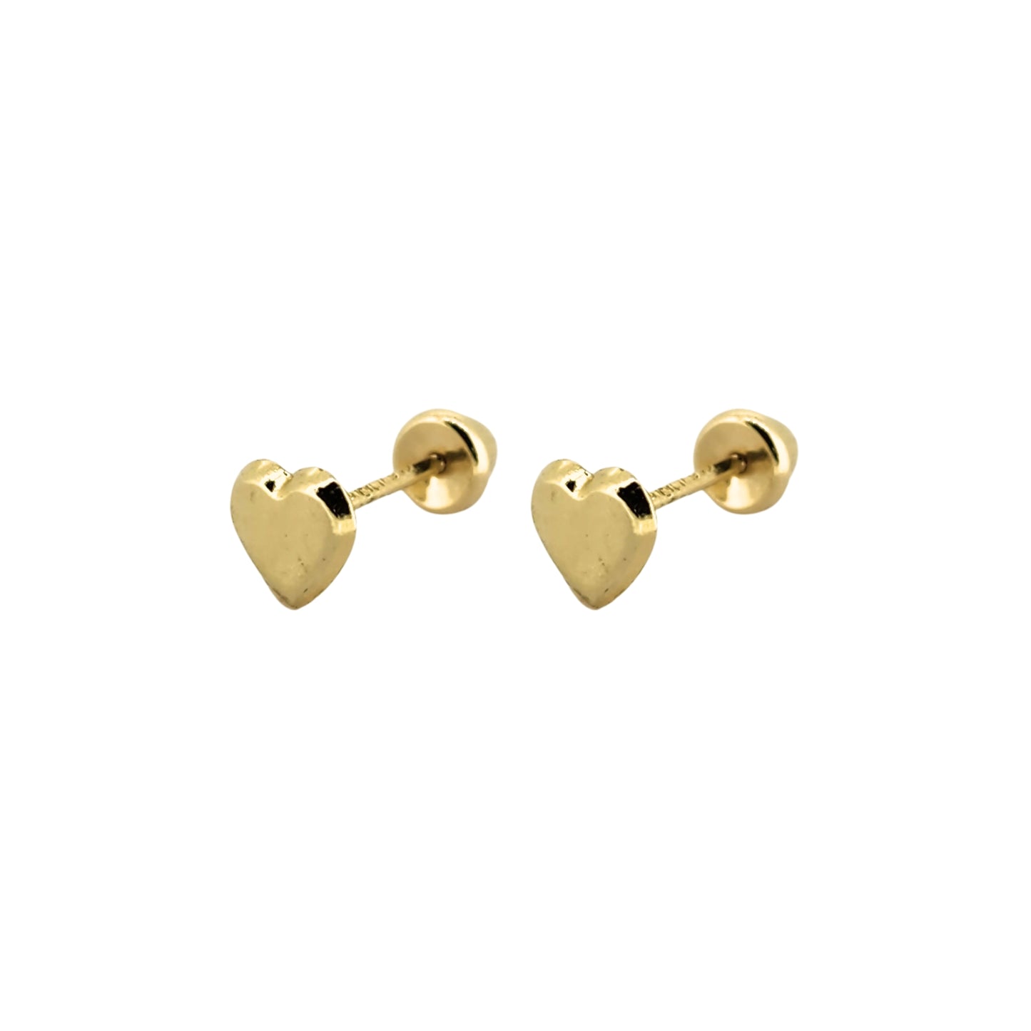 Aretes Corazón Mini Espejo Oro 10k, Tipo Broquel