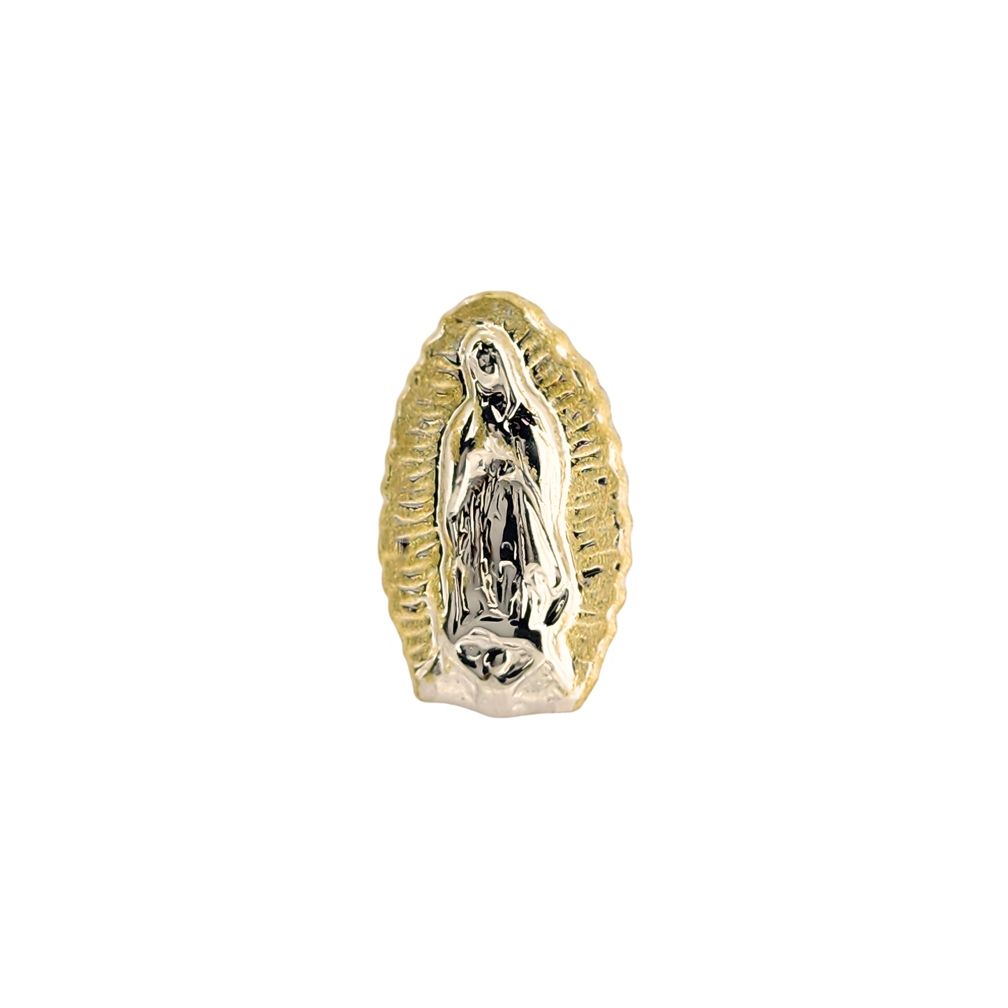 Aretes Oro 10K Broquel Virgen Bicolor