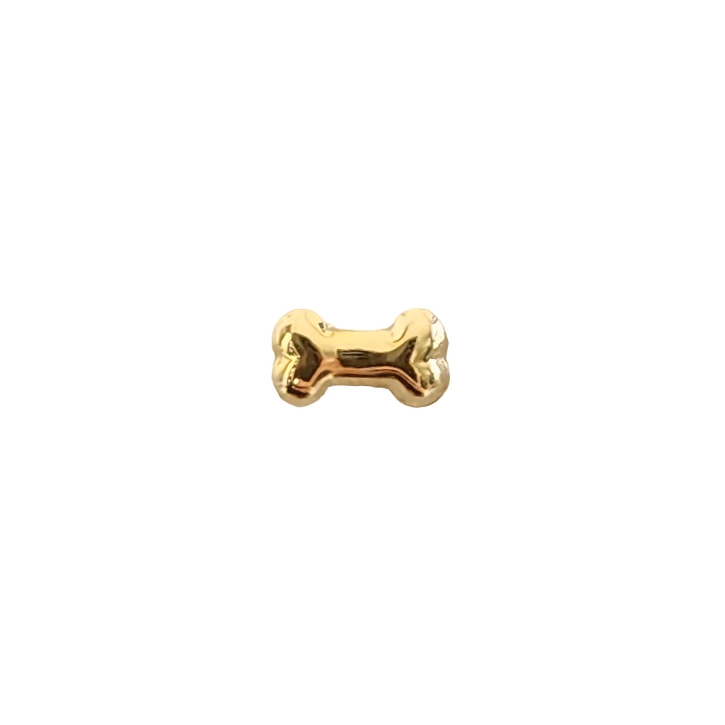 Aretes Huesito Perro Liso, Oro 10K Tipo Broquel