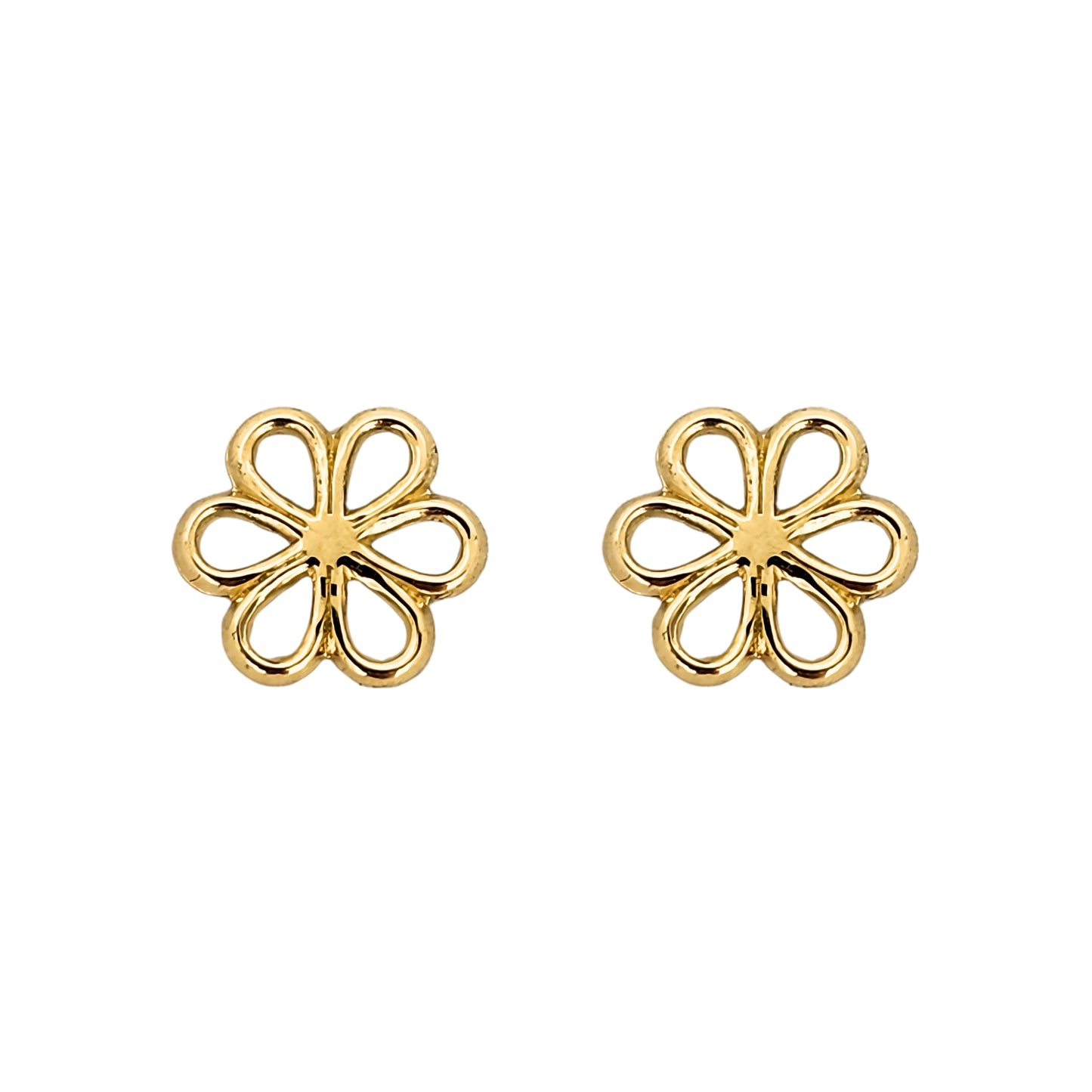 Aretes Flor, Oro 10K Tipo Broquel