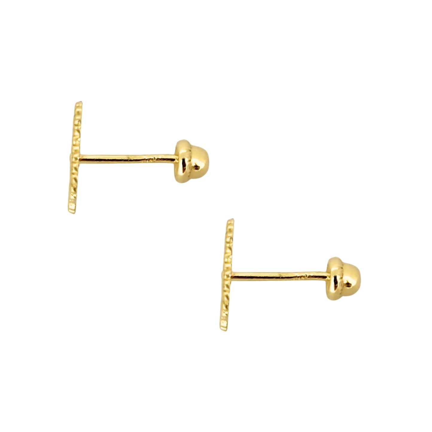 Aretes Oro 10K Broquel Trébol Rayado