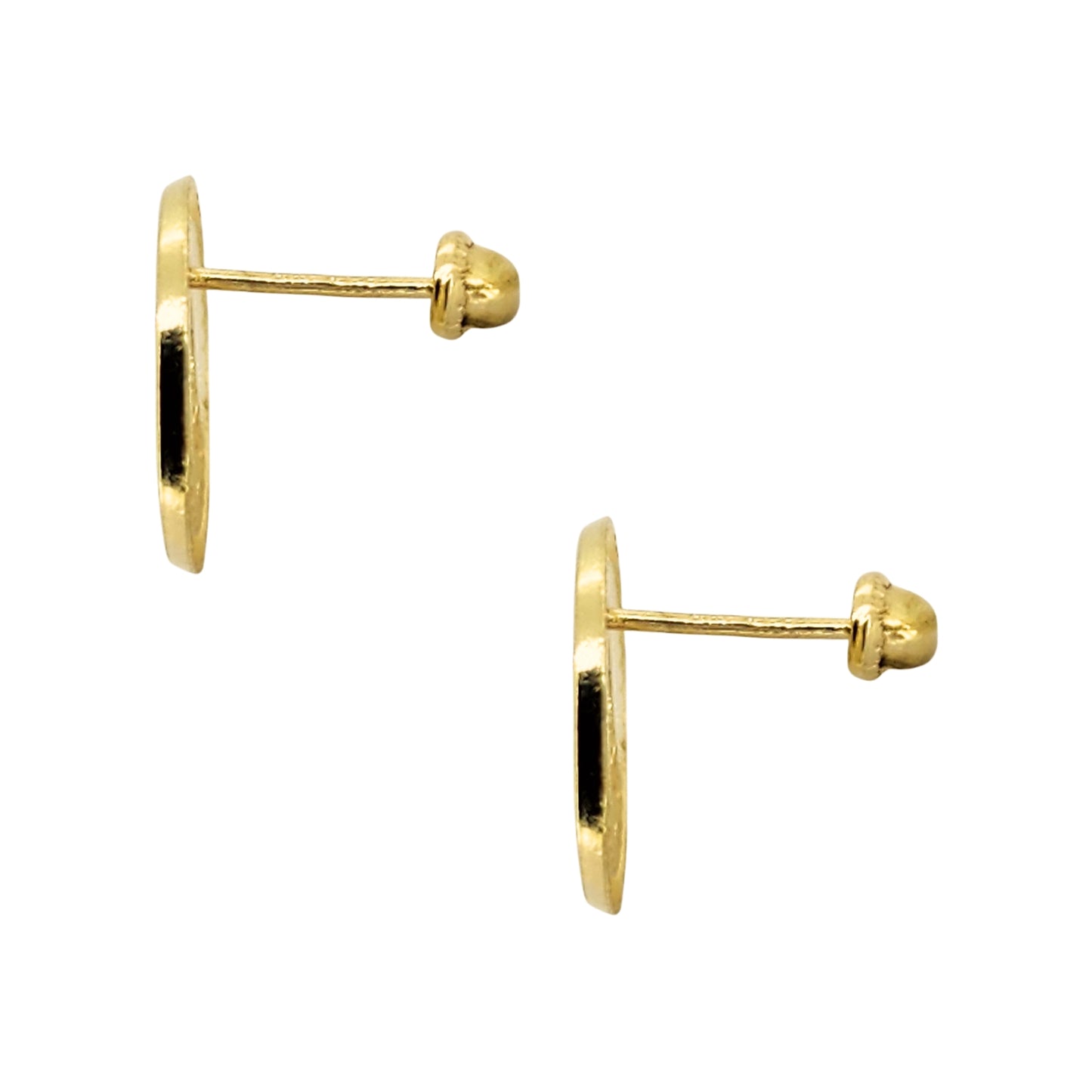 Aretes Oro 10K Broquel Virgen Diamantada Redonda