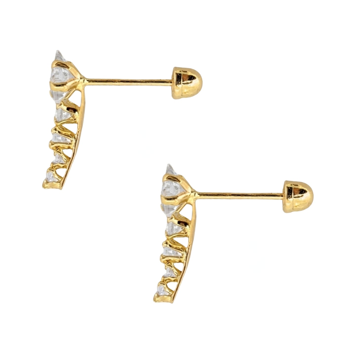 Aretes Oro 10K Broquel Lambada Estrella y 4 Zirconias