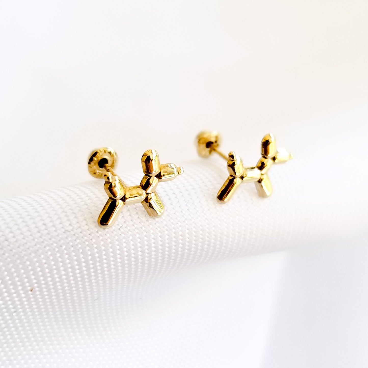 Aretes Perro Globo Oro 10k, Tipo Broquel